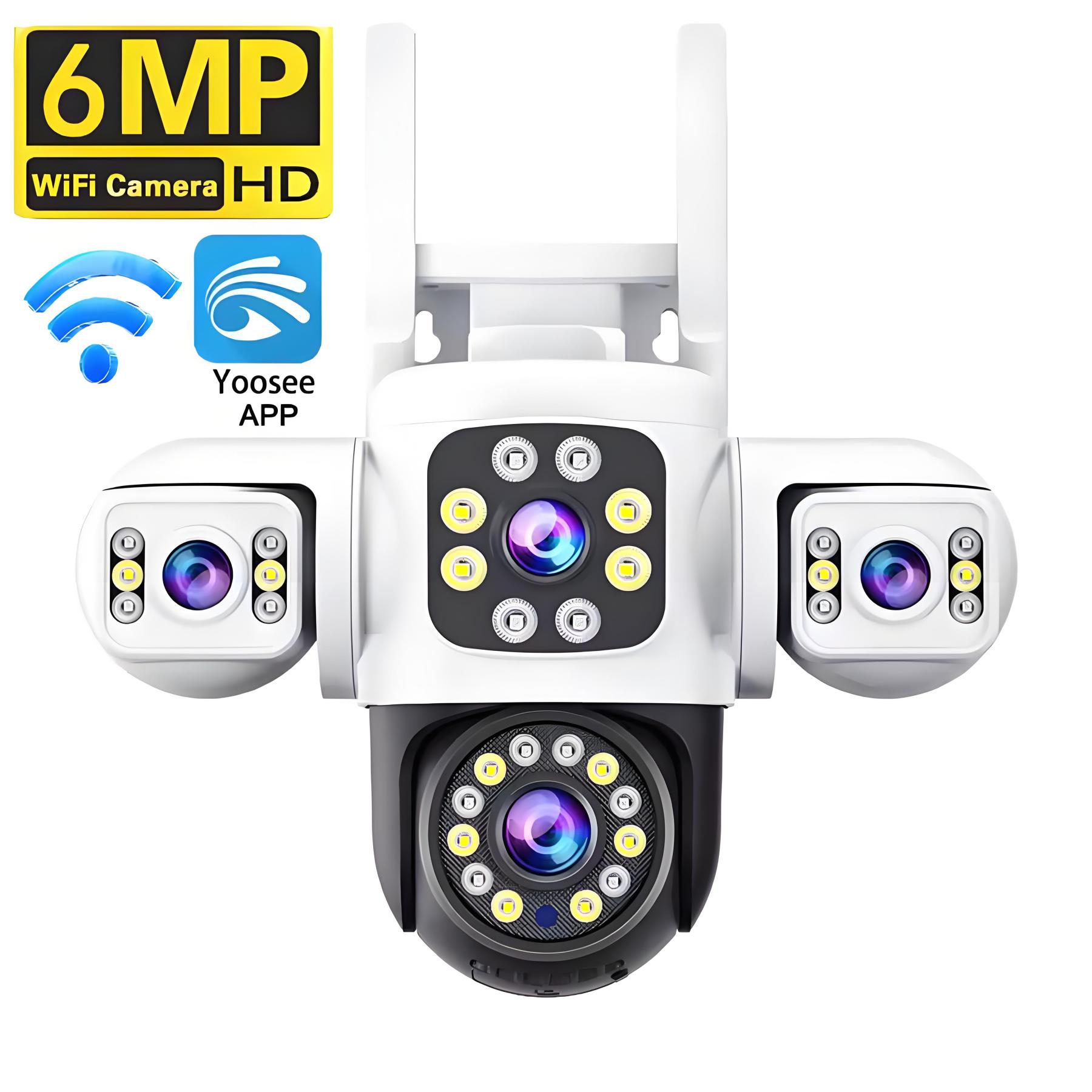 6K 12MP Three Screen WiFi IP Camera Outdoor Three Lens Security Camera