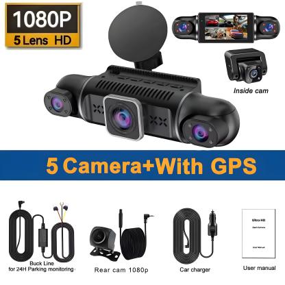 5 Channel Car DVR UHD 1080P 5-Lens Inside Vehicle Dash Cam 360° All Sides Car Camera Wifi Video Driving Registrator GPS Dash Cam