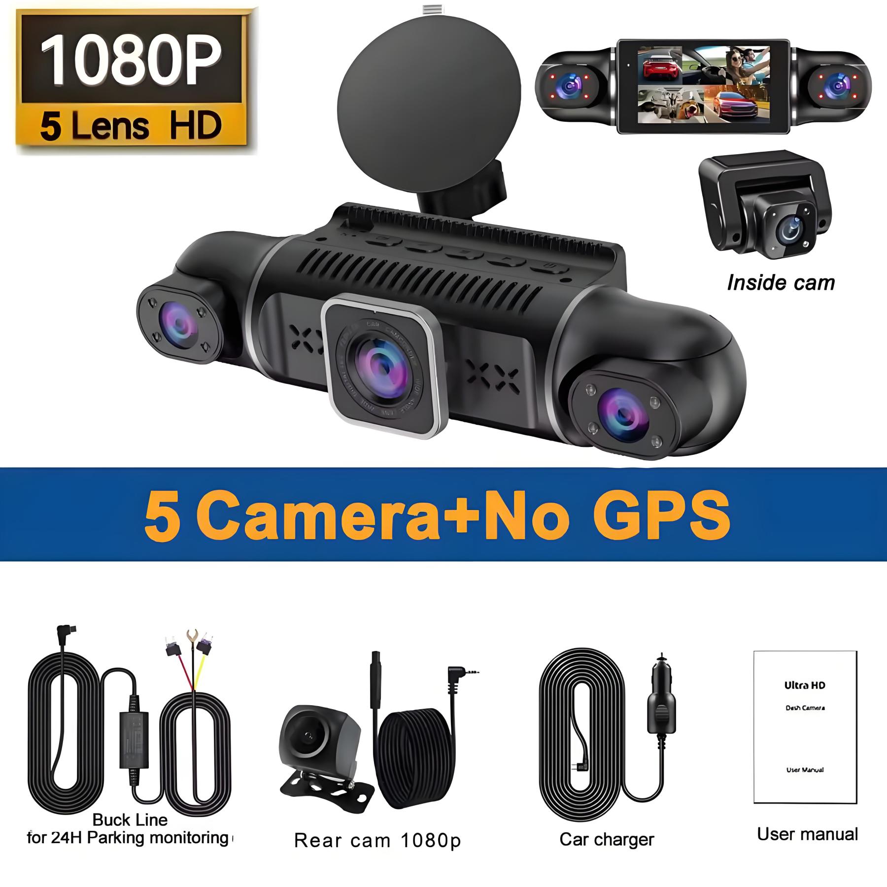 5 Channel Car DVR UHD 1080P 5-Lens Inside Vehicle Dash Cam 360° All Sides Car Camera Wifi Video Driving Registrator GPS Dash Cam