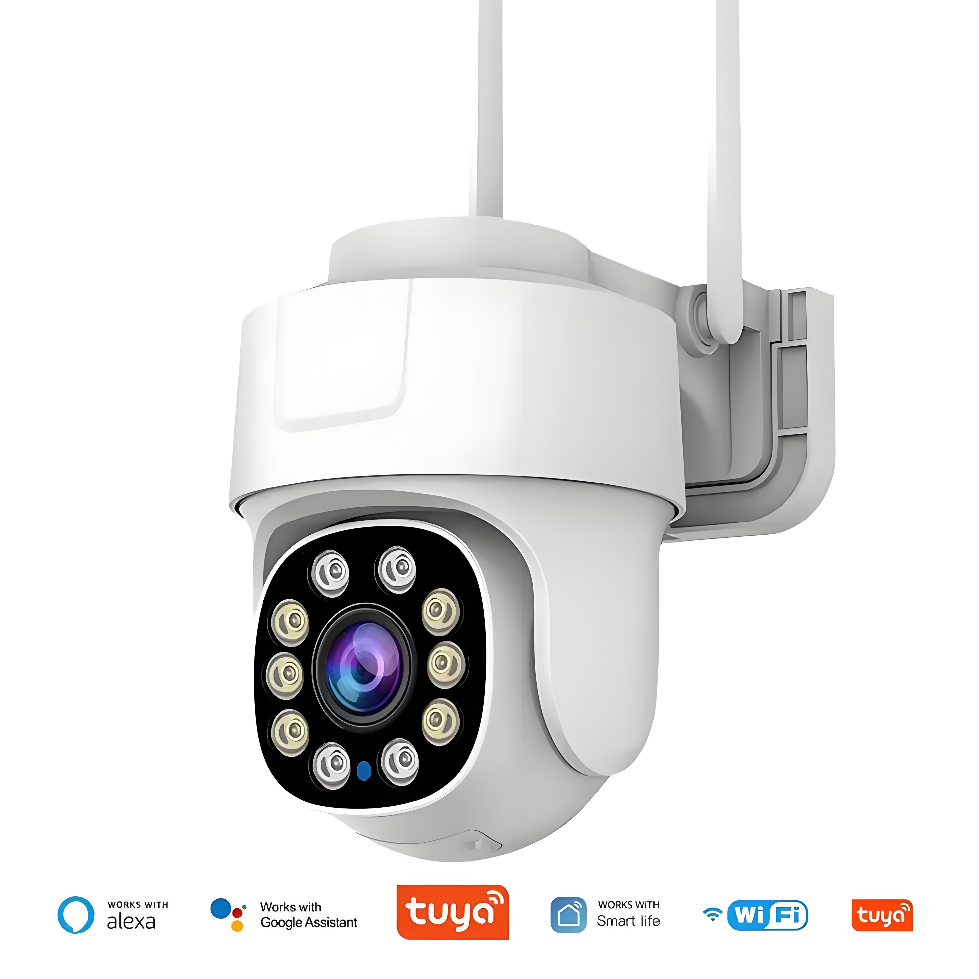 Tuya Wifi PTZ Camera Outdoor 10X Zoom Security IP Camera 5MP Full Color Night Vision Audio Surveillance Human Motion Detection