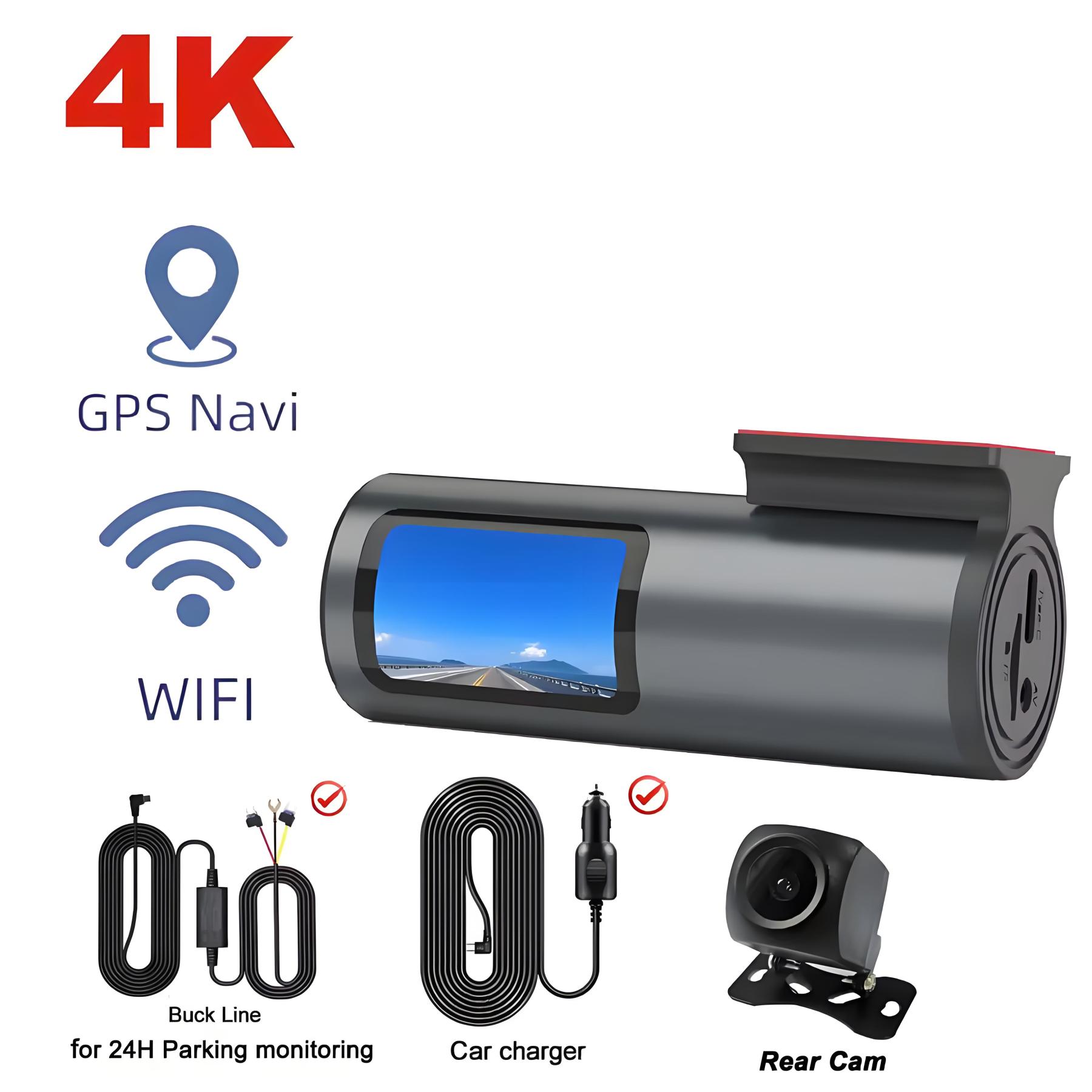 Dash Cam 4K WiFi GPS Dash Camera for Cars Mini Front Car DVR 24H Parking Mode G-Sensor Car Driving Video Recorder Loop Recording