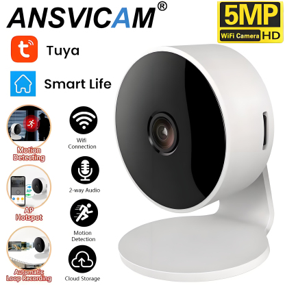 Tuya WiFi IP Camera Indoor 5MP Baby Monitor Two Way Talk Cam Motion Detection 1080P IR Night Vision Security Video Surveillance