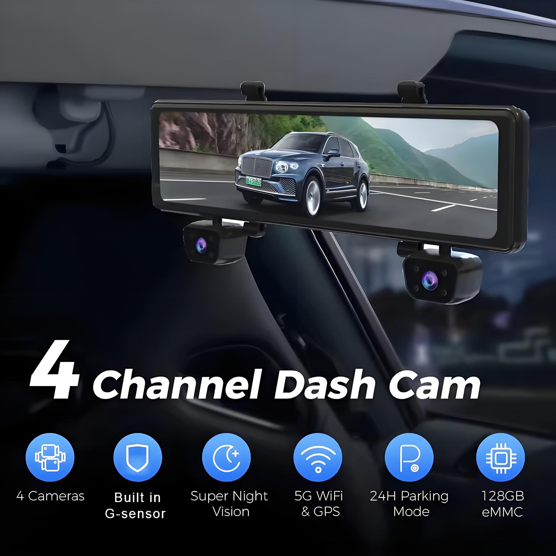 4*1080P 4CH Car DVR GPS 5G Wifi Built-in 128GB APP Control 24H Parking Monitor Night Vision Camera