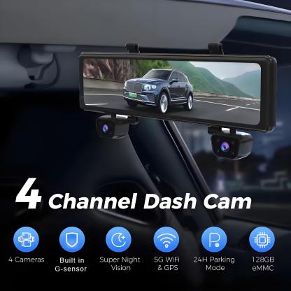 4*1080P 4CH Car DVR GPS 5G Wifi Built-in 128GB APP Control 24H Parking Monitor Night Vision Camera