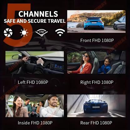 5 Channel Car DVR UHD 1080P 5-Lens Inside Vehicle Dash Cam 360° All Sides Car Camera Wifi Video Driving Registrator GPS Dash Cam