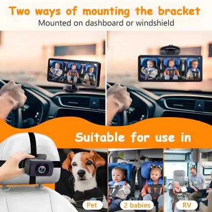 Car Baby Mirror Dual Channel Back Seat Baby Car Camera 1080P with Rear View Car Monitor 6.8'' IPS Screen Kids Pet Night Vision