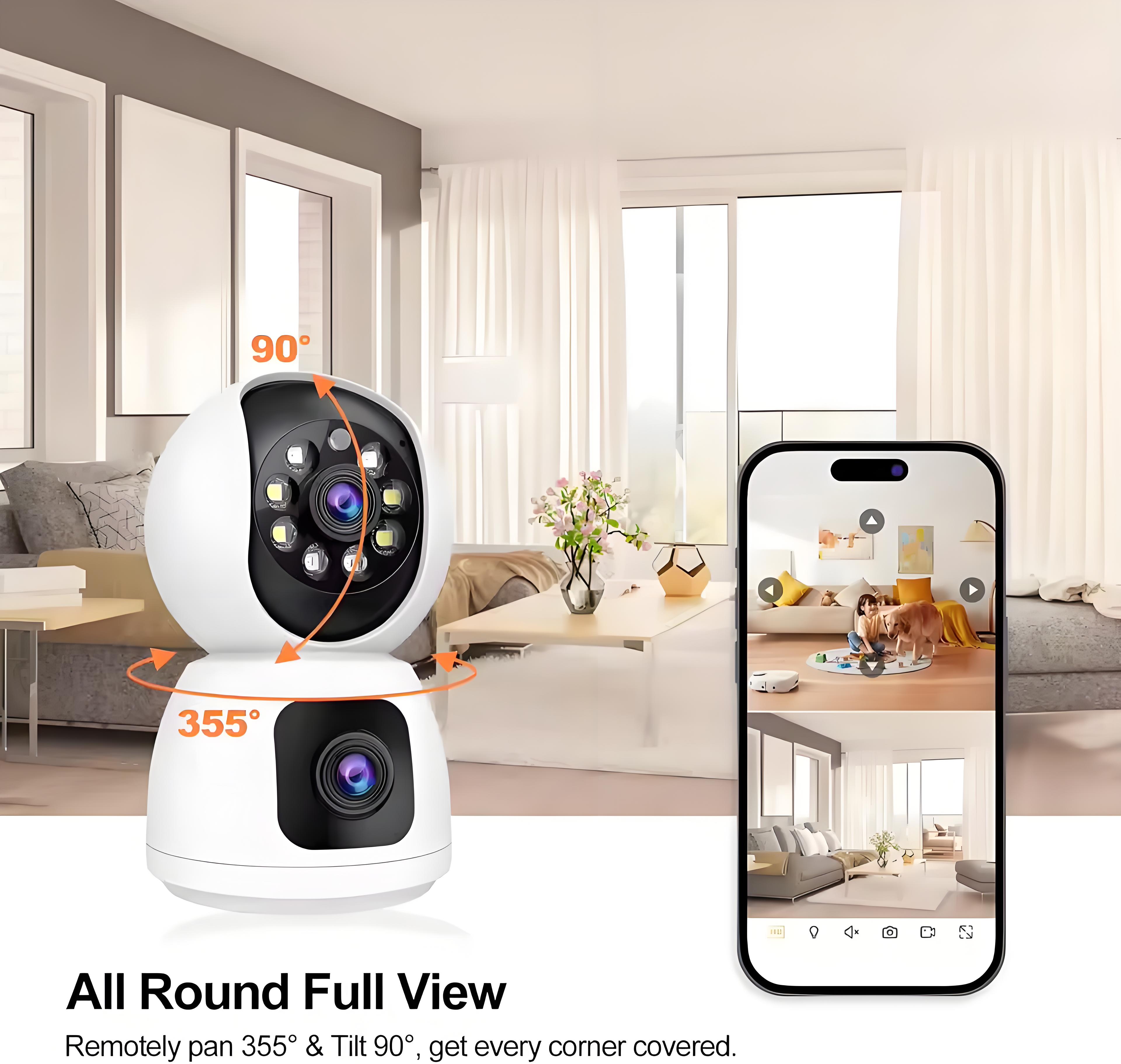 8MP Dual Lens 5G WIFI Camera Tuya Smart PTZ 4K HD Dual Screen Auto Tracking Indoor Wireless Security Video Surveillance Cameras
