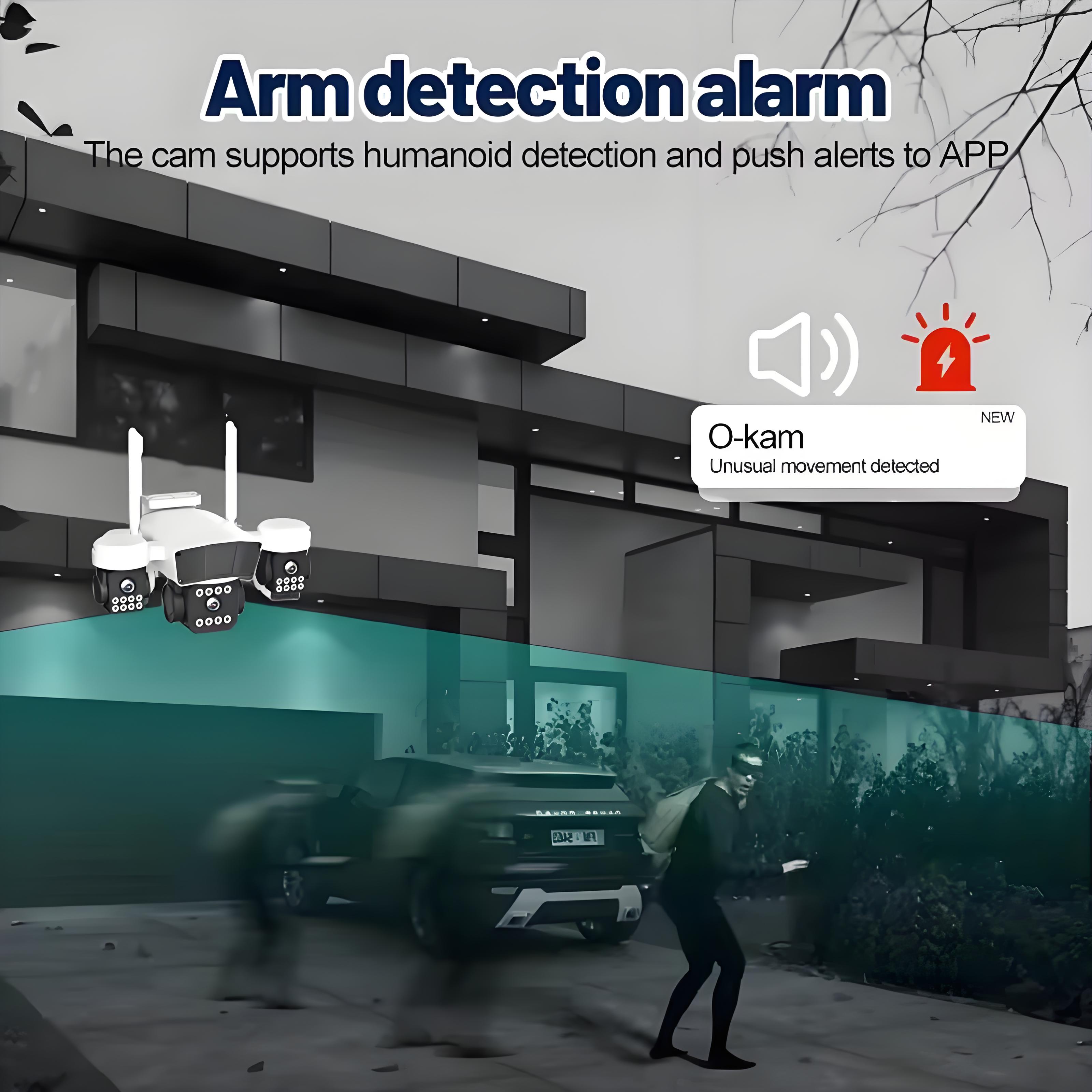 Three Lens PTZ IP Camera Outdoor 6K 12MP HD Three Screen WiFi Security Camera Auto Tracking Triple Screens Wireless CCTV Camera