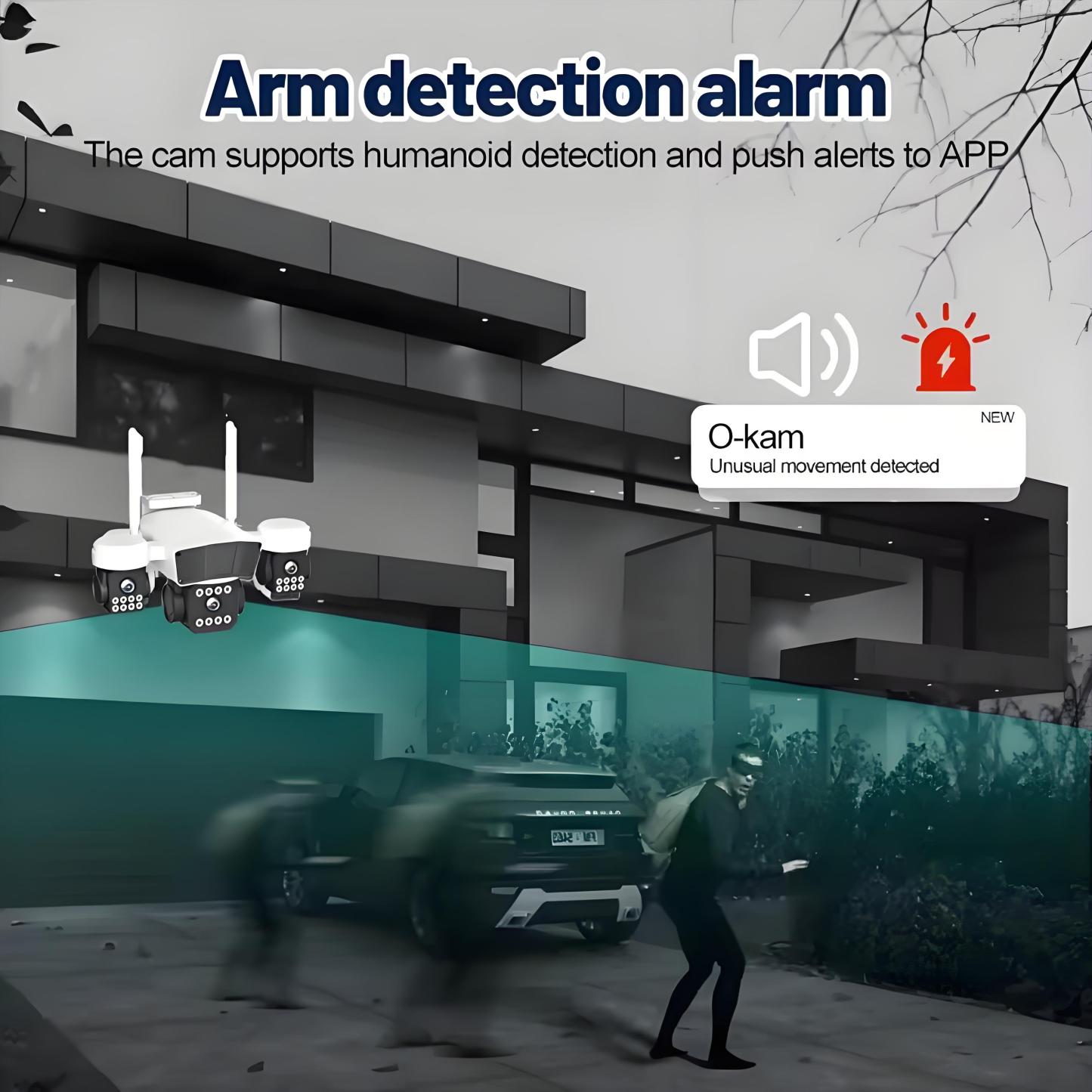 Three Lens PTZ IP Camera Outdoor 6K 12MP HD Three Screen WiFi Security Camera Auto Tracking Triple Screens Wireless CCTV Camera