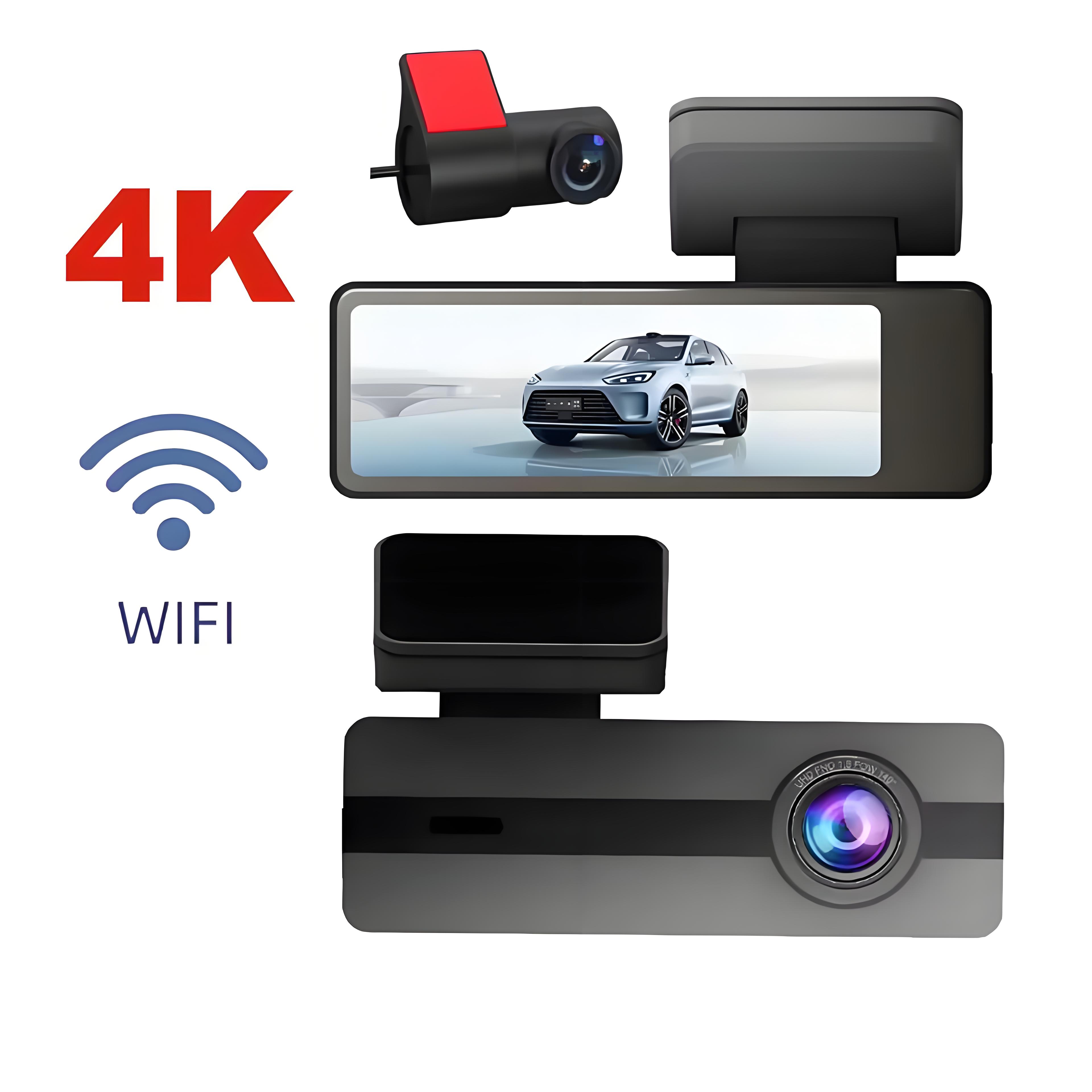 4K Dash Cam GPS WIFI APP 24H Night Vision Mini 2 Lens Dashcam Car Camera DVR Video Recorder Rear View Camera for Car Black Box