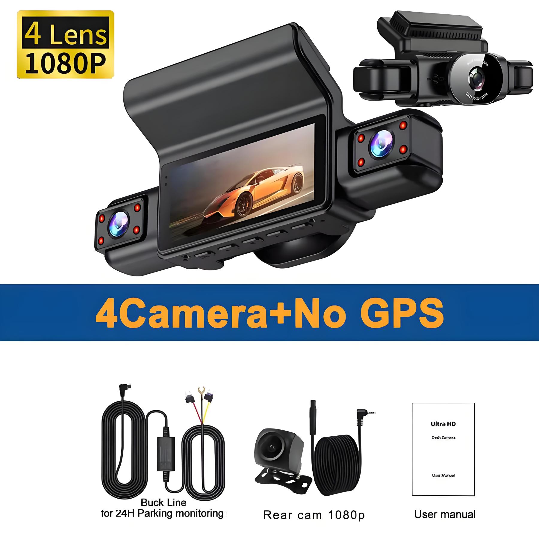 4 Channel WiFi Car DVR 360° All Sides Dash Cam 4*1080P Front & Rear Le