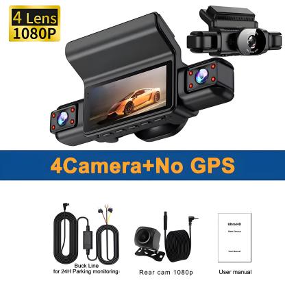4 Channel WiFi Car DVR 360° All Sides Dash Cam 4*1080P Front & Rear Left Right Dash Camera for Cars 24H Parking Monitor Recorder