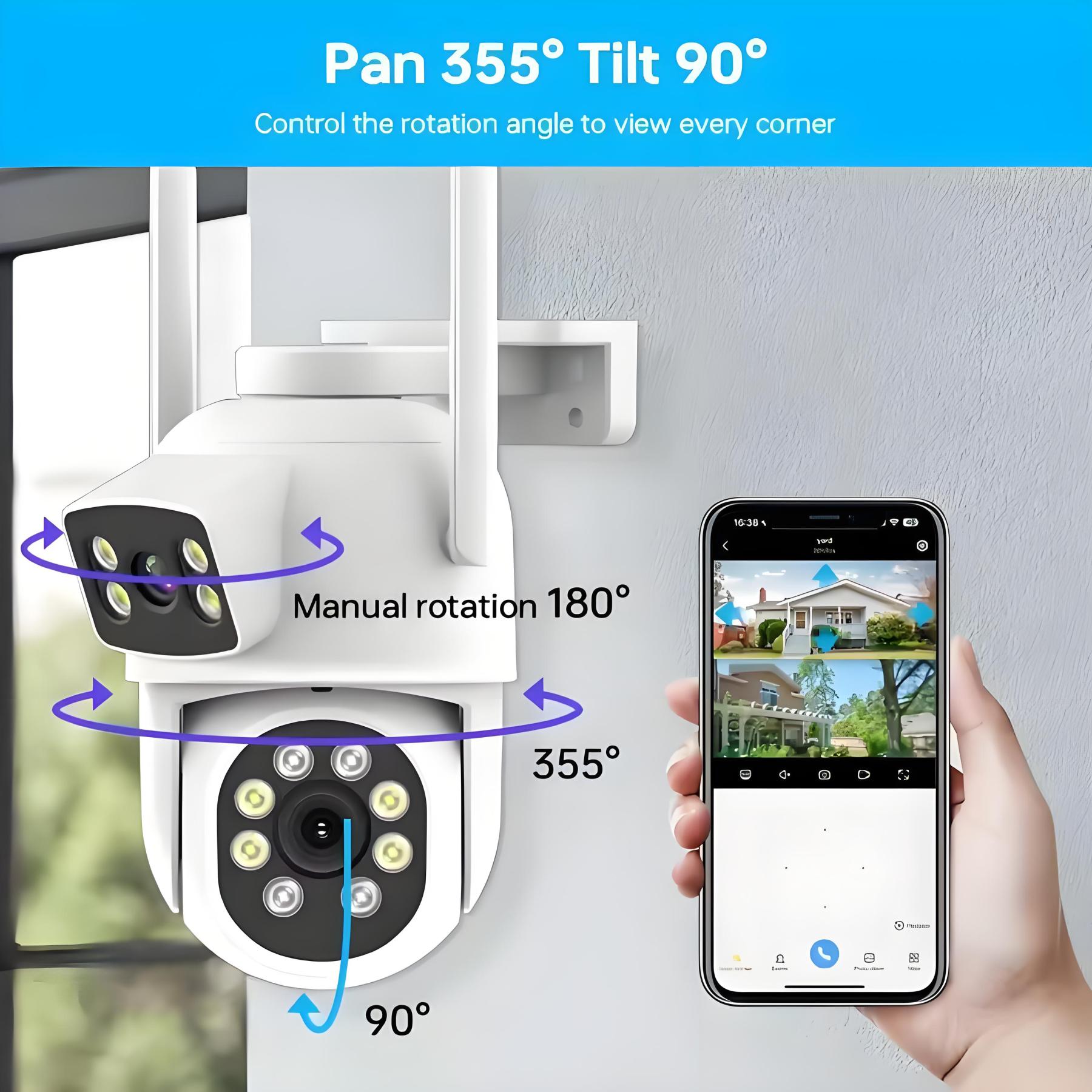 4K Dual Lens Wifi Camera Outdoor 10X Zoom Dual Screen PTZ Security Camera Auto Motion Detection Video Surveillance