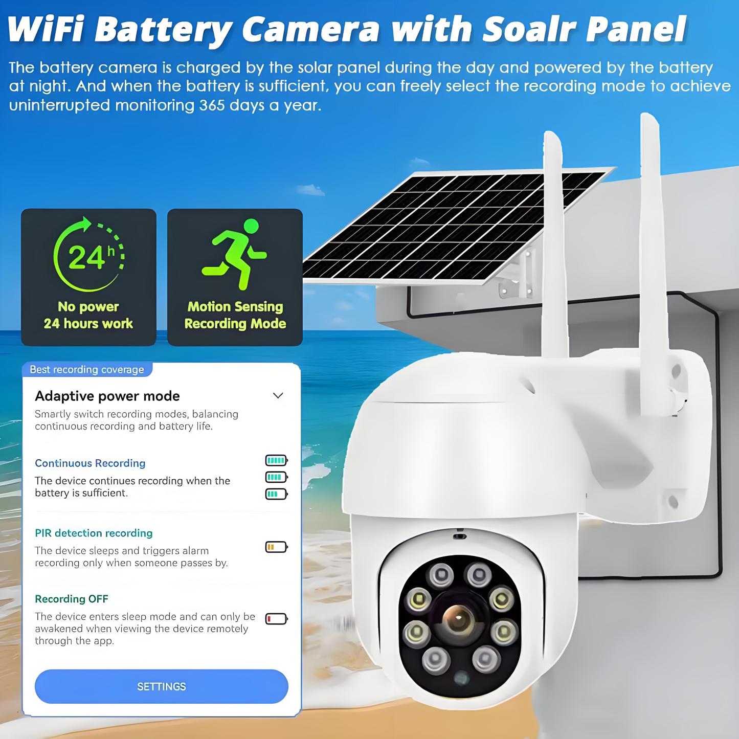 Tuya Solar WiFi Camera Outdoor HD 5MP Low Power Battery PTZ Security Camera PIR Auto Tracking IR Night Vision Surveillance Cam