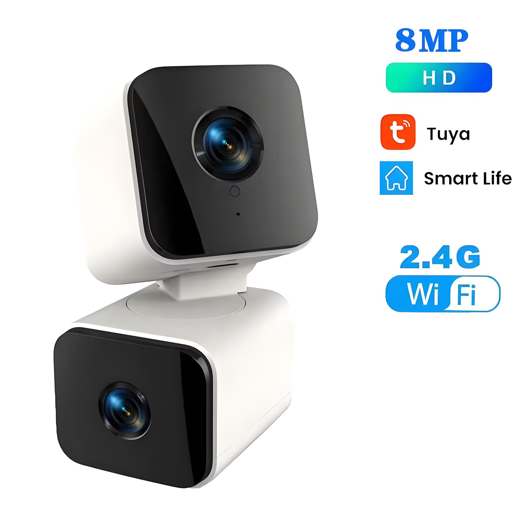 4K 8MP Tuya Dual Lens PTZ WIFI Camera Indoor HD Dual Screen Ai Human Auto Tracking Security Surveillance PIR Human Detection Cam