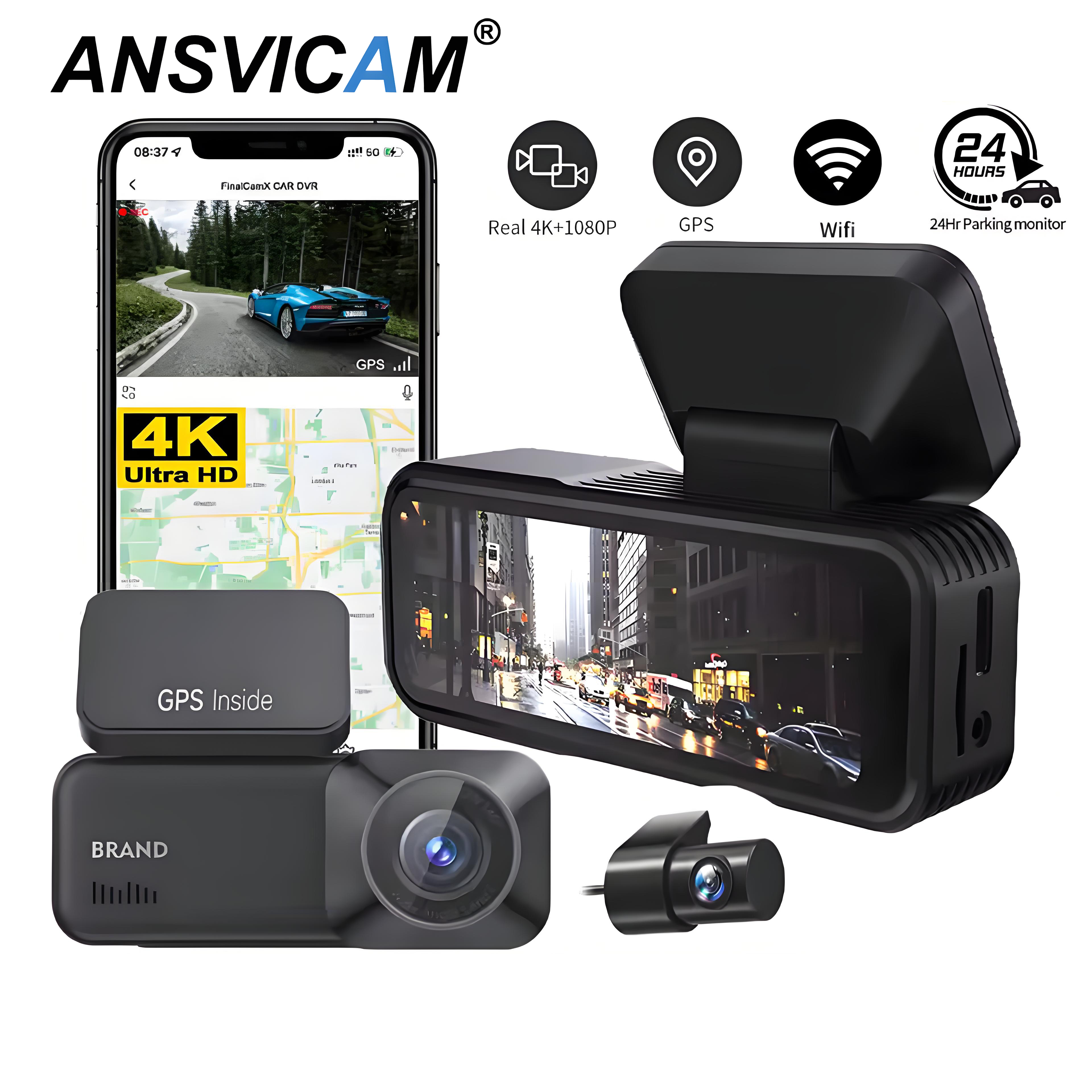 4K WIFI Dual Lens Dash Cam UHD Video Recording Car Camera DVR IR Night Vision Support GPS 24H Parking Wide Angle Car DVR Camera