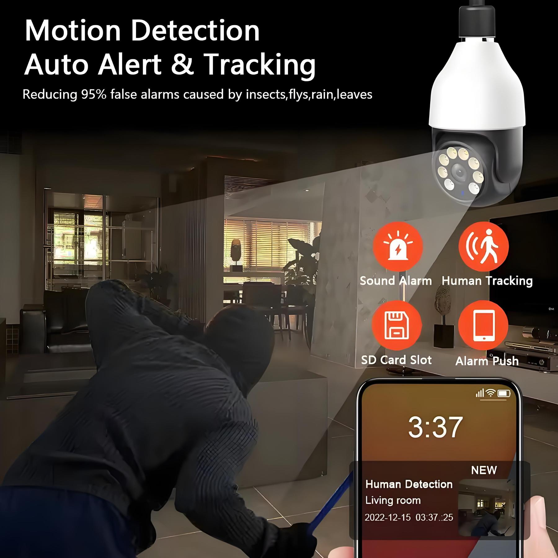 5G Wifi E27 Bulb Camera Tuya Smart 5MP PTZ Security Camera Outdoor Wireless AI Human Detect Surveillance Color Night Vision Cam