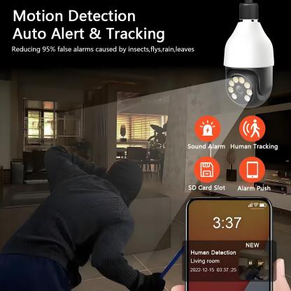 5G Wifi E27 Bulb Camera Tuya Smart 5MP PTZ Security Camera Outdoor Wireless AI Human Detect Surveillance Color Night Vision Cam