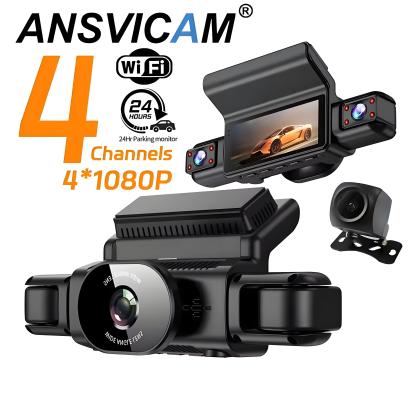 4 Channel WiFi Car DVR 360° All Sides Dash Cam 4*1080P Front & Rear Left Right Dash Camera for Cars 24H Parking Monitor Recorder