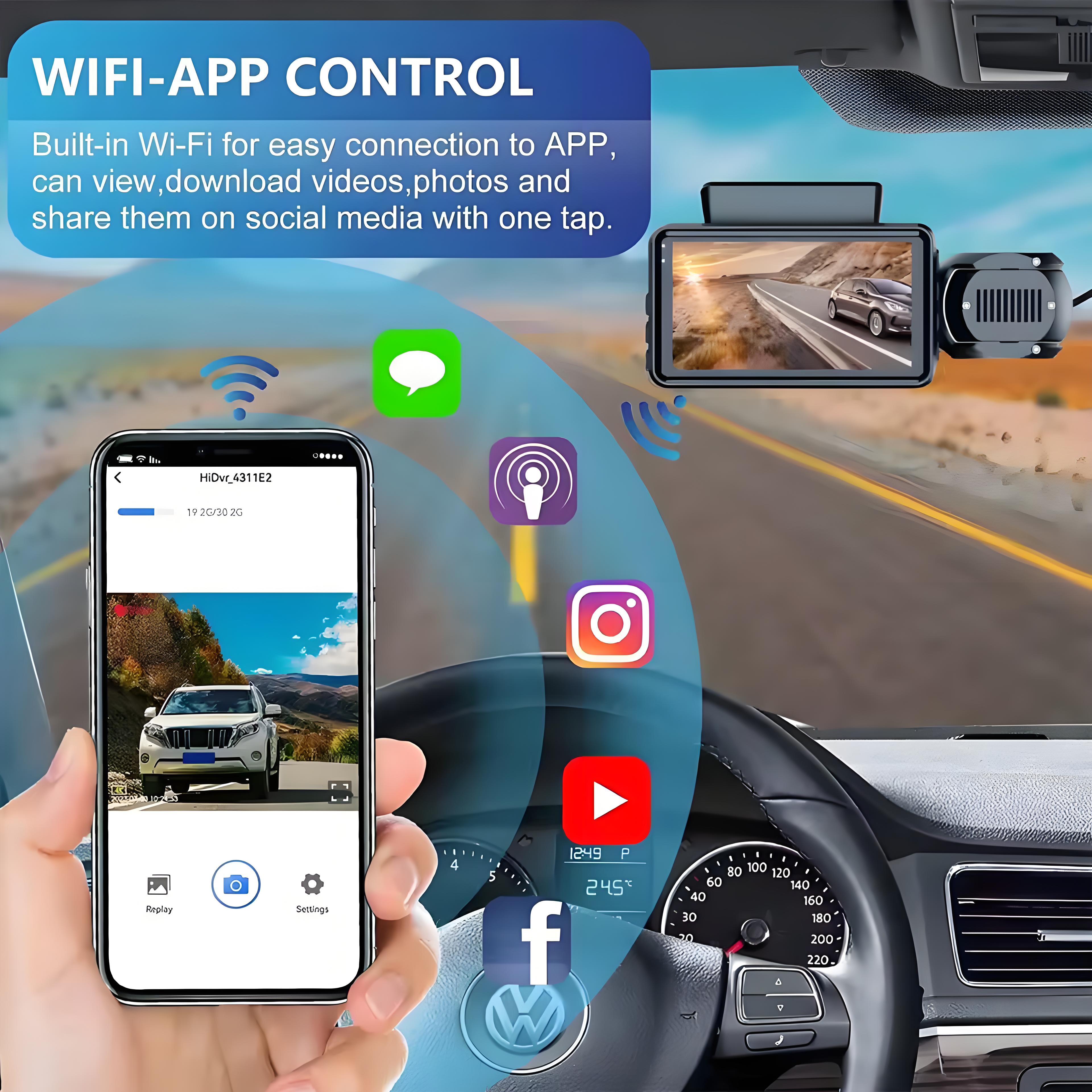 3 Channel Dash Cam Car DVR 1080P Dashcam Front and Inside Triple Dash Camera Night Vision Motion Detection Car Camera Camcorder