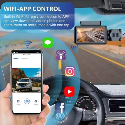 3 Channel Dash Cam Car DVR 1080P Dashcam Front and Inside Triple Dash Camera Night Vision Motion Detection Car Camera Camcorder