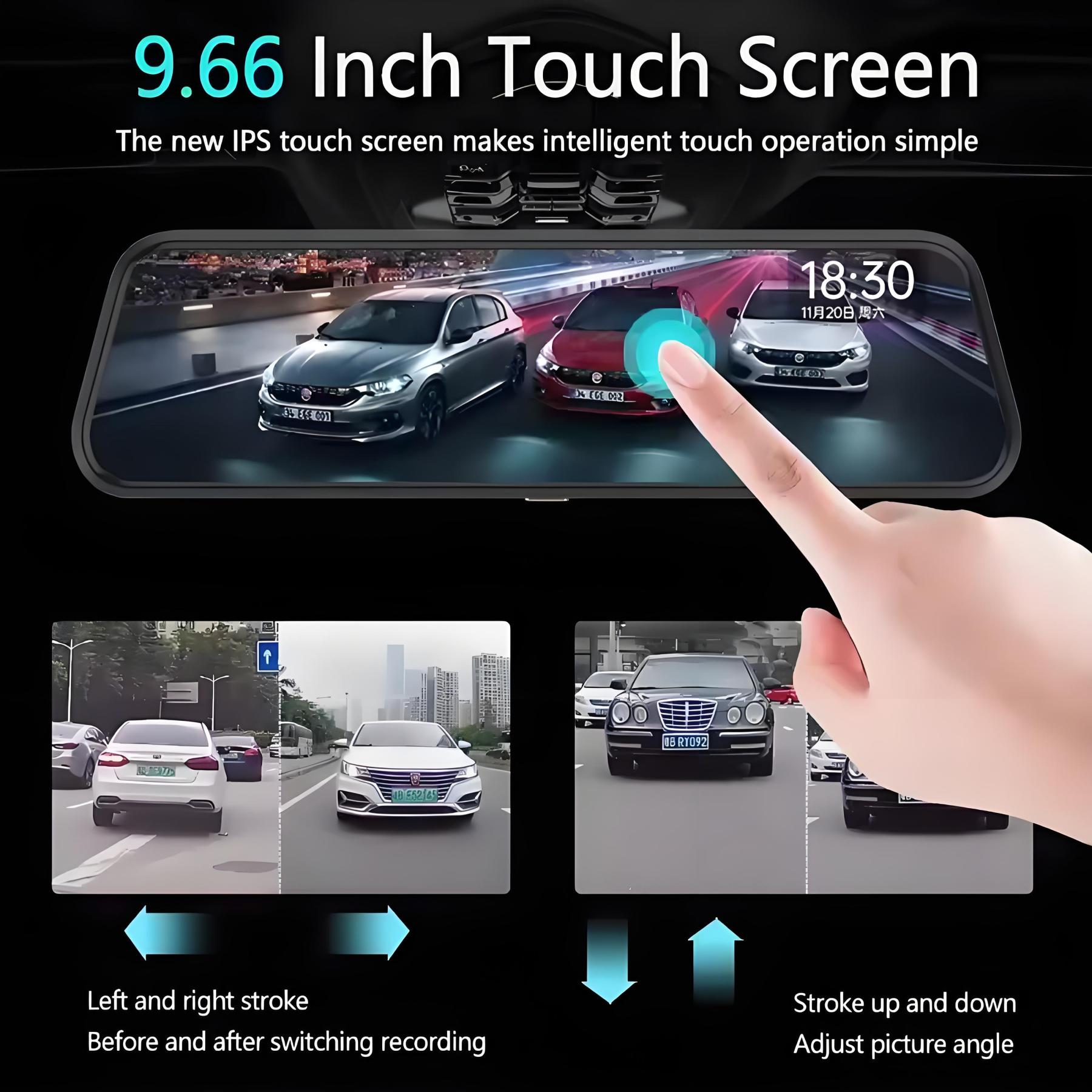 UHD 4K Mirror Dual Lens Camera Car DVR Carplay & Android Auto 2CH Dash Cam Touch Screen Video Recorder Rearview Drive Dashcam