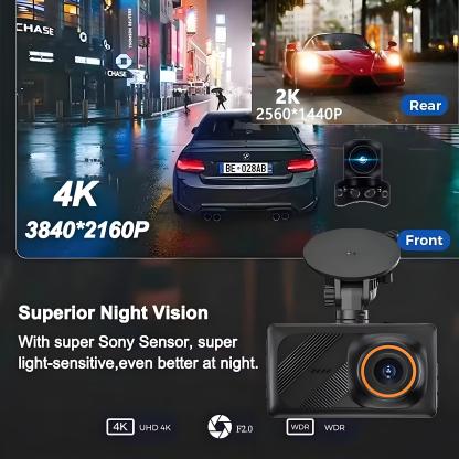 Dash Cam Dual Lens 4K HD Recording Car Camera DVR 2K Rear Camera With WIFI 3"IPS Night Vision Video Recorder 24H Parking Monitor