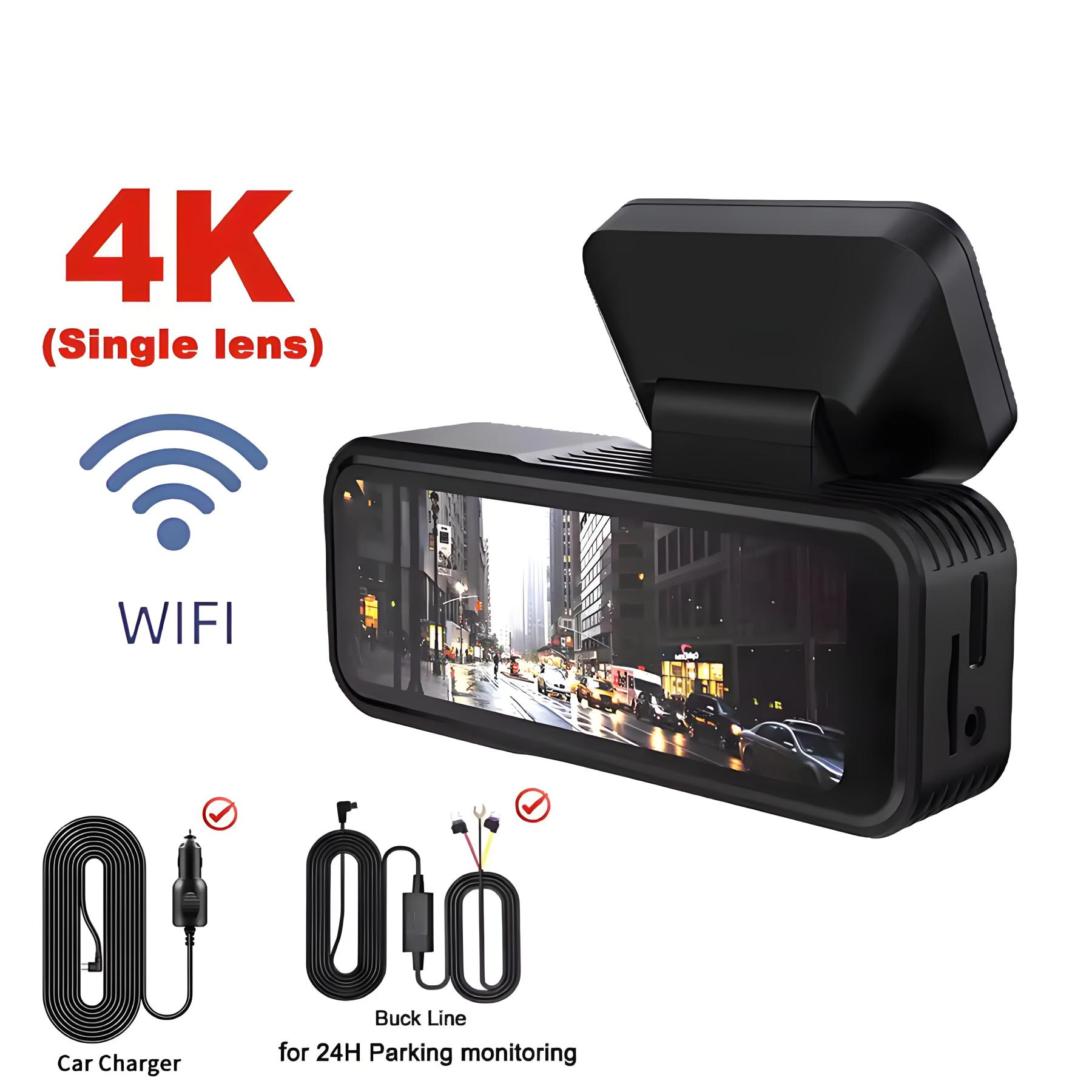 4K WIFI Dual Lens Dash Cam UHD Video Recording Car Camera DVR IR Night Vision Support GPS 24H Parking Wide Angle Car DVR Camera