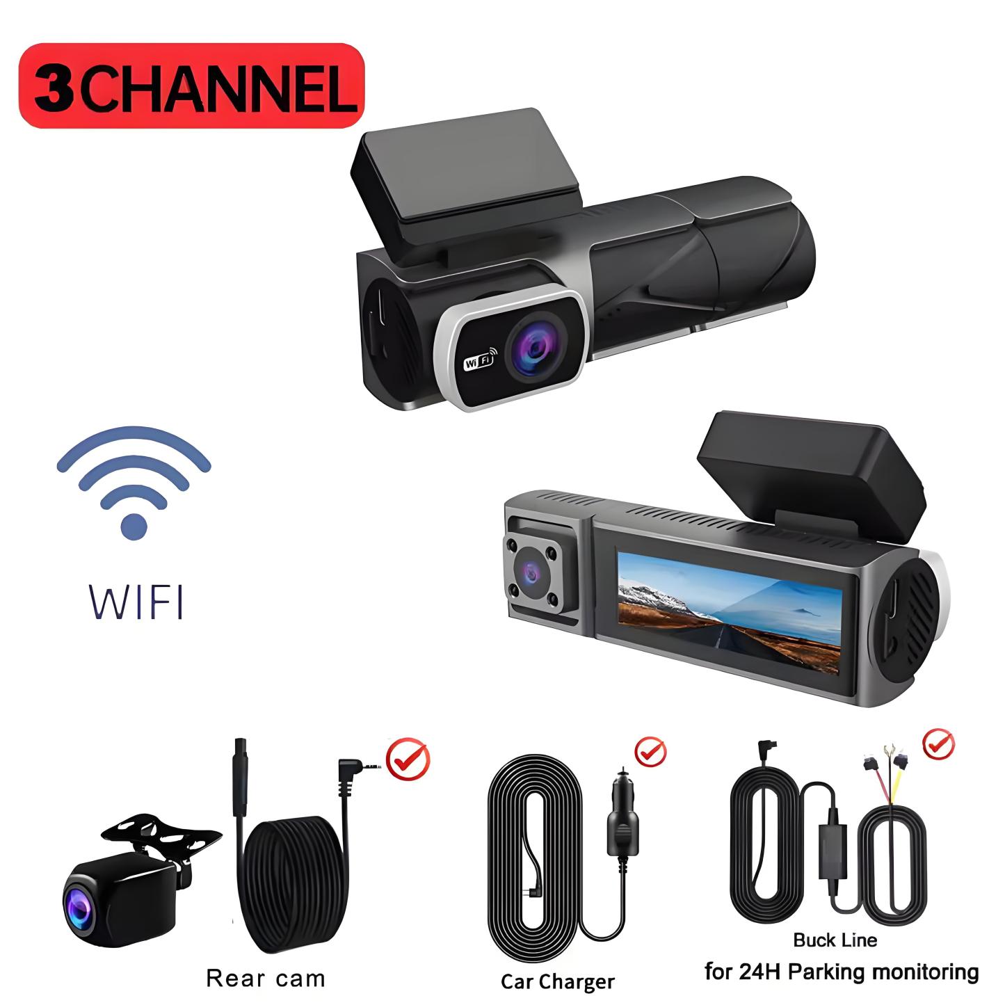 1080P Car DVR 3 Channel Dash Camera Front Inside Rear View WIFI Black Box for Cars Night Vision Video Recorder Car Accessories