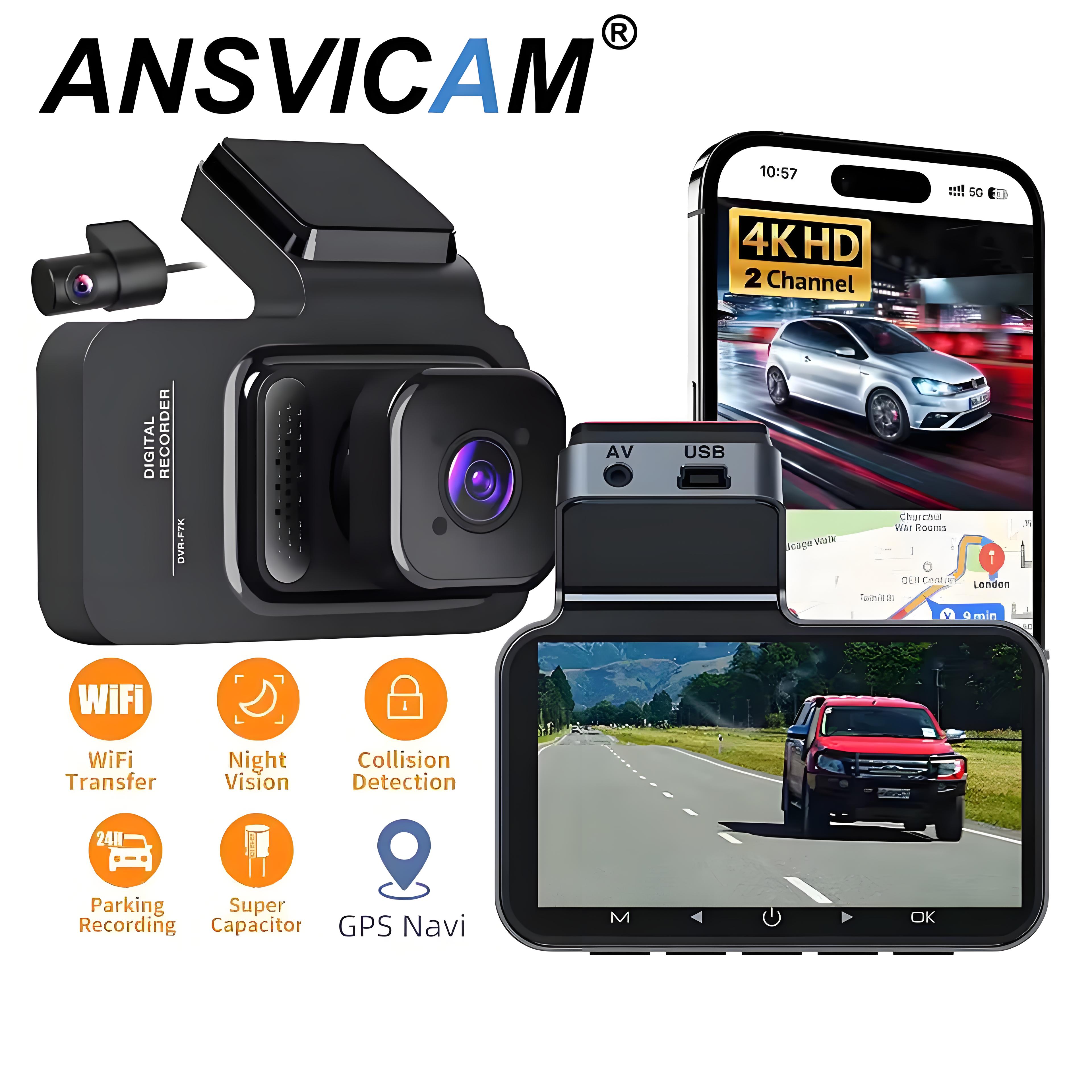 2 Channel Car DVR UHD 4K Dual Channel Dash Cam Front and Rear Camera 1080P DVRs Recorder Video Registrator GPS Dashcam Camcorder