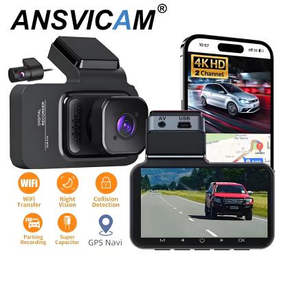 2 Channel Car DVR UHD 4K Dual Channel Dash Cam Front and Rear Camera 1080P DVRs Recorder Video Registrator GPS Dashcam Camcorder