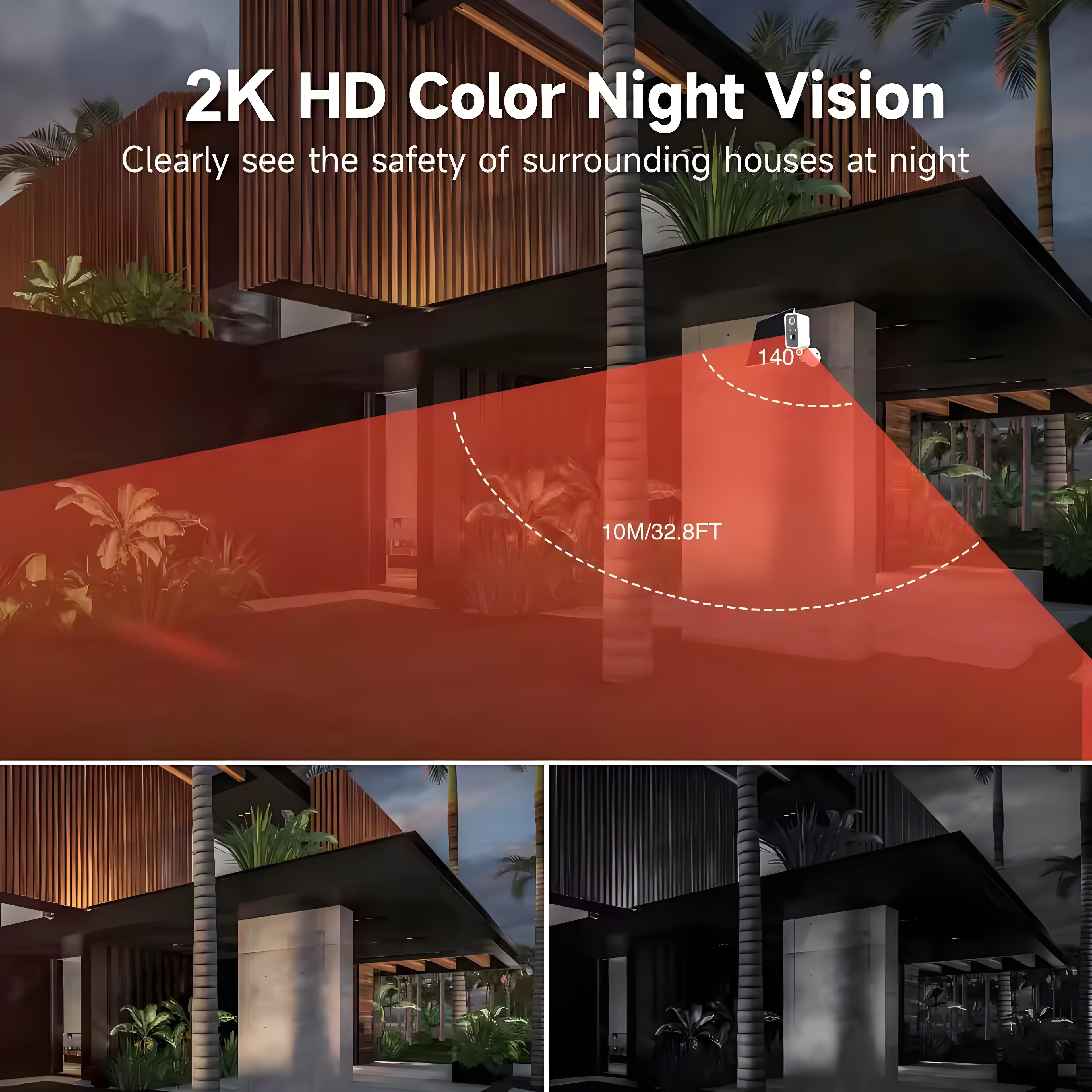 2K WiFi Outdoor Solar Camera Mini Wireless Low Power Battery Security Camera AI Motion Detection 1080P Night Vision Surveillance