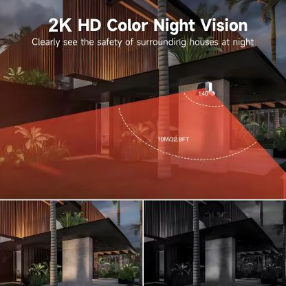 2K WiFi Outdoor Solar Camera Mini Wireless Low Power Battery Security Camera AI Motion Detection 1080P Night Vision Surveillance