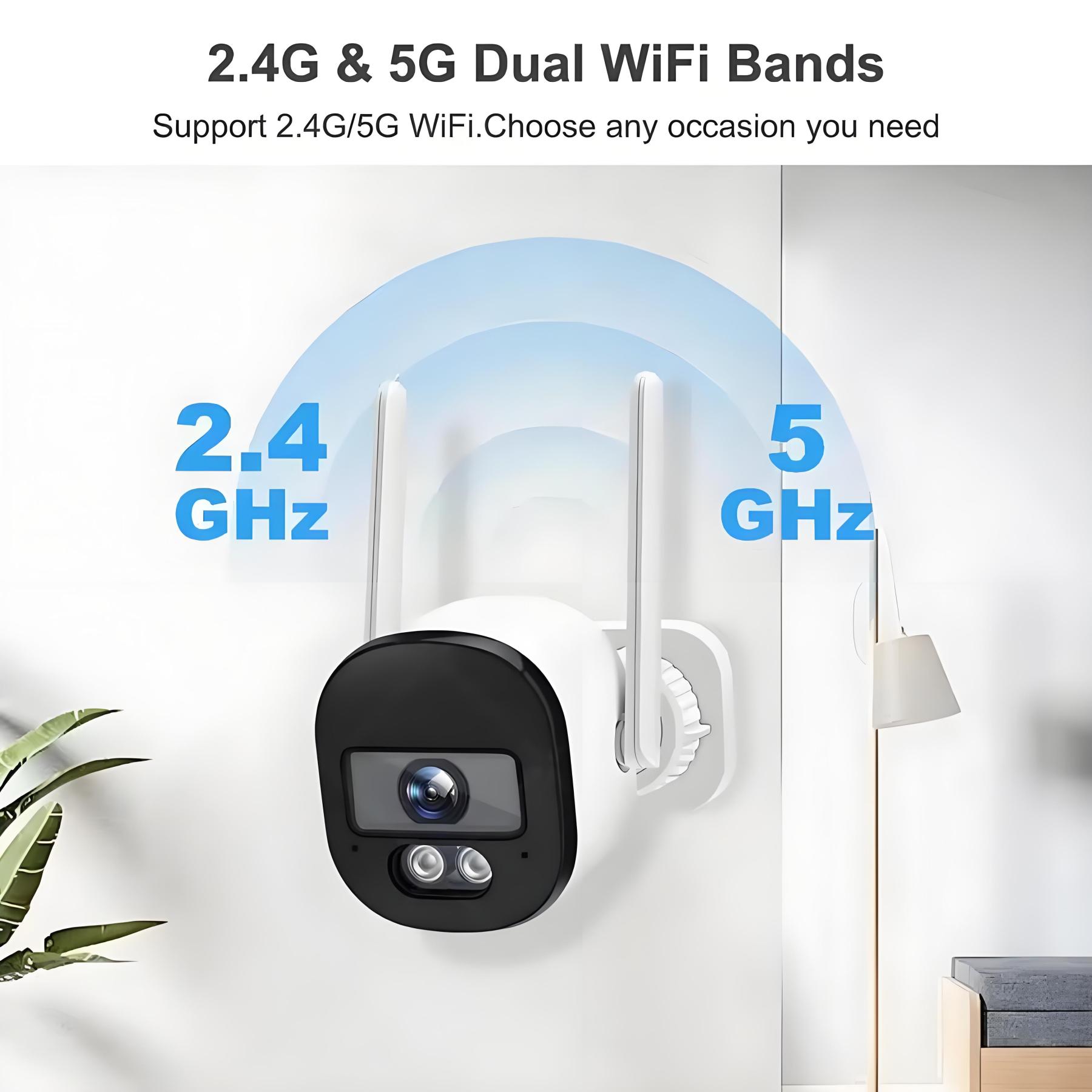 Tuya 5MP Bullet Camera Outdoor 2.4G/5G Dual Band Wifi Security Camera Color Night Vision Surveillance Support Onvif Two Way Talk