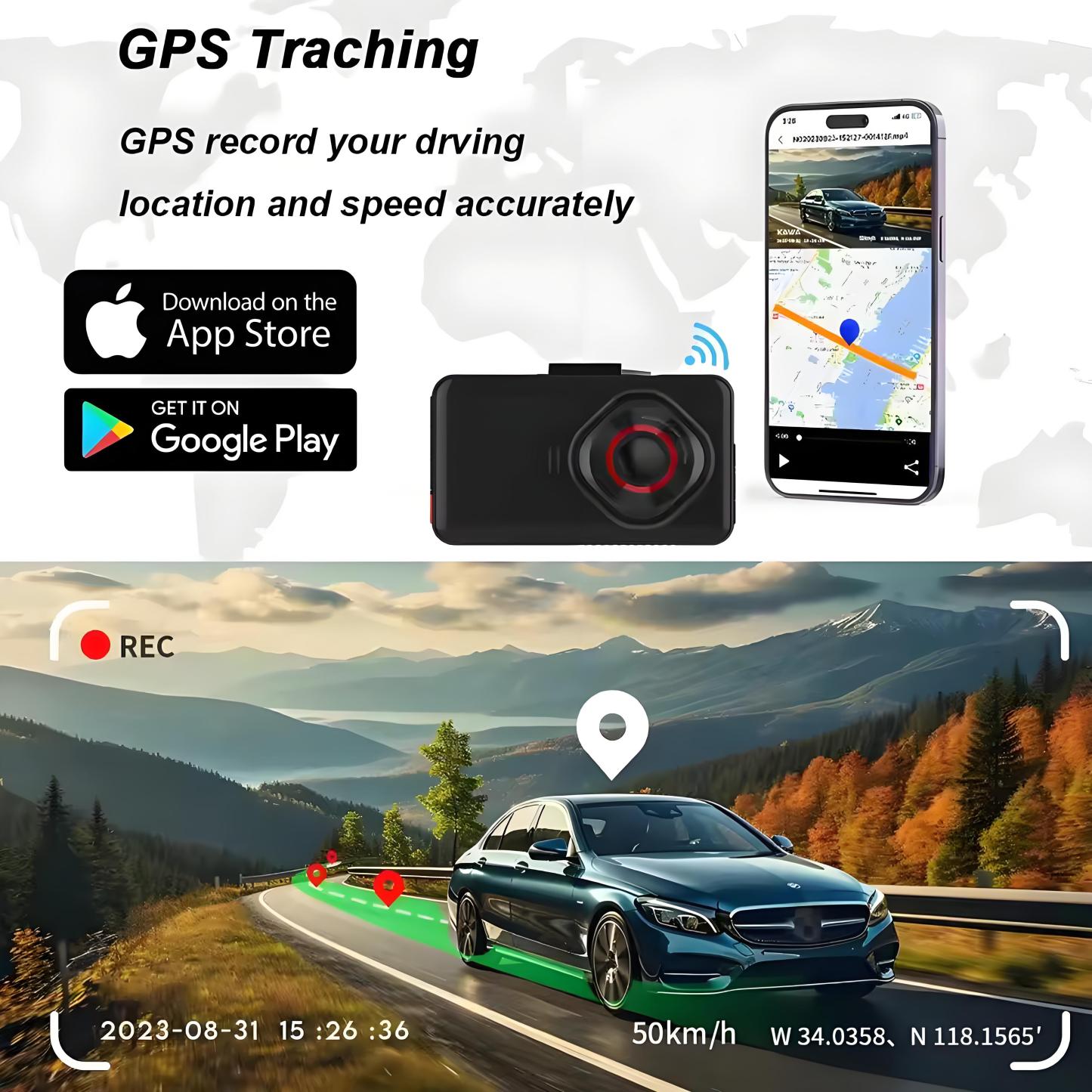 4K WIFI Dual Camera Dash Cam for Cars HD Front and Rear Car DVR GPS Video Recorder 24H Parking Monitor Black Box Car Accessories