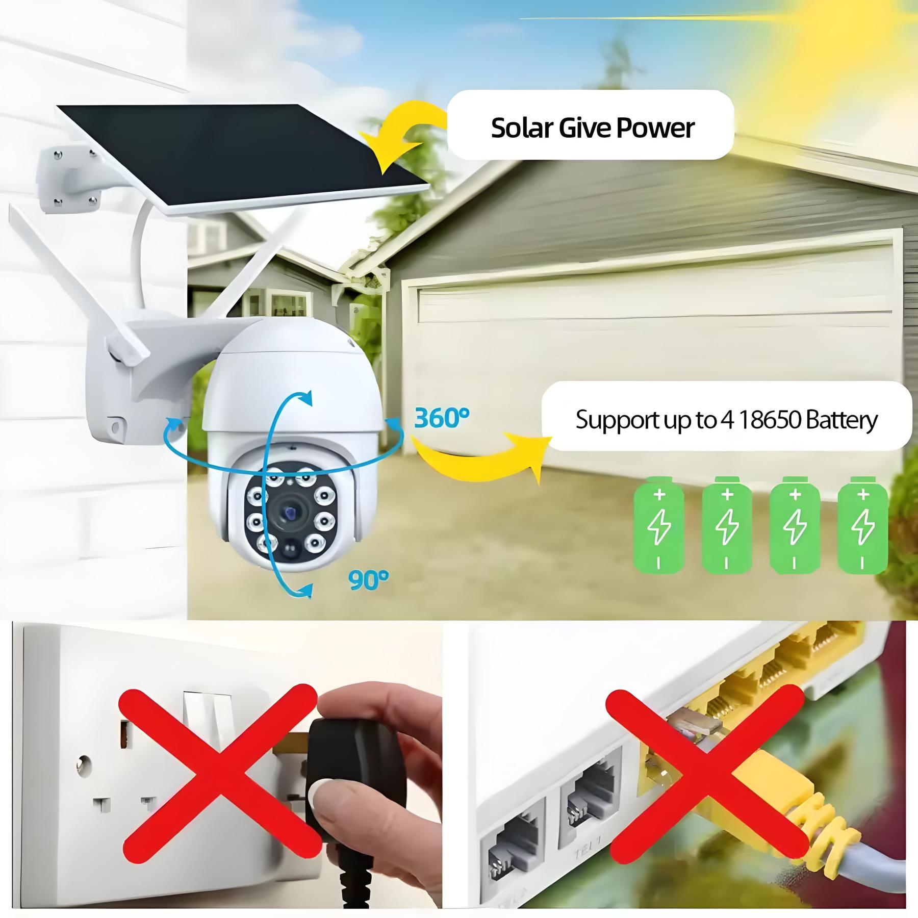 Tuya Solar WiFi Camera Outdoor HD 5MP Low Power Battery PTZ Security Camera PIR Auto Tracking IR Night Vision Surveillance Cam