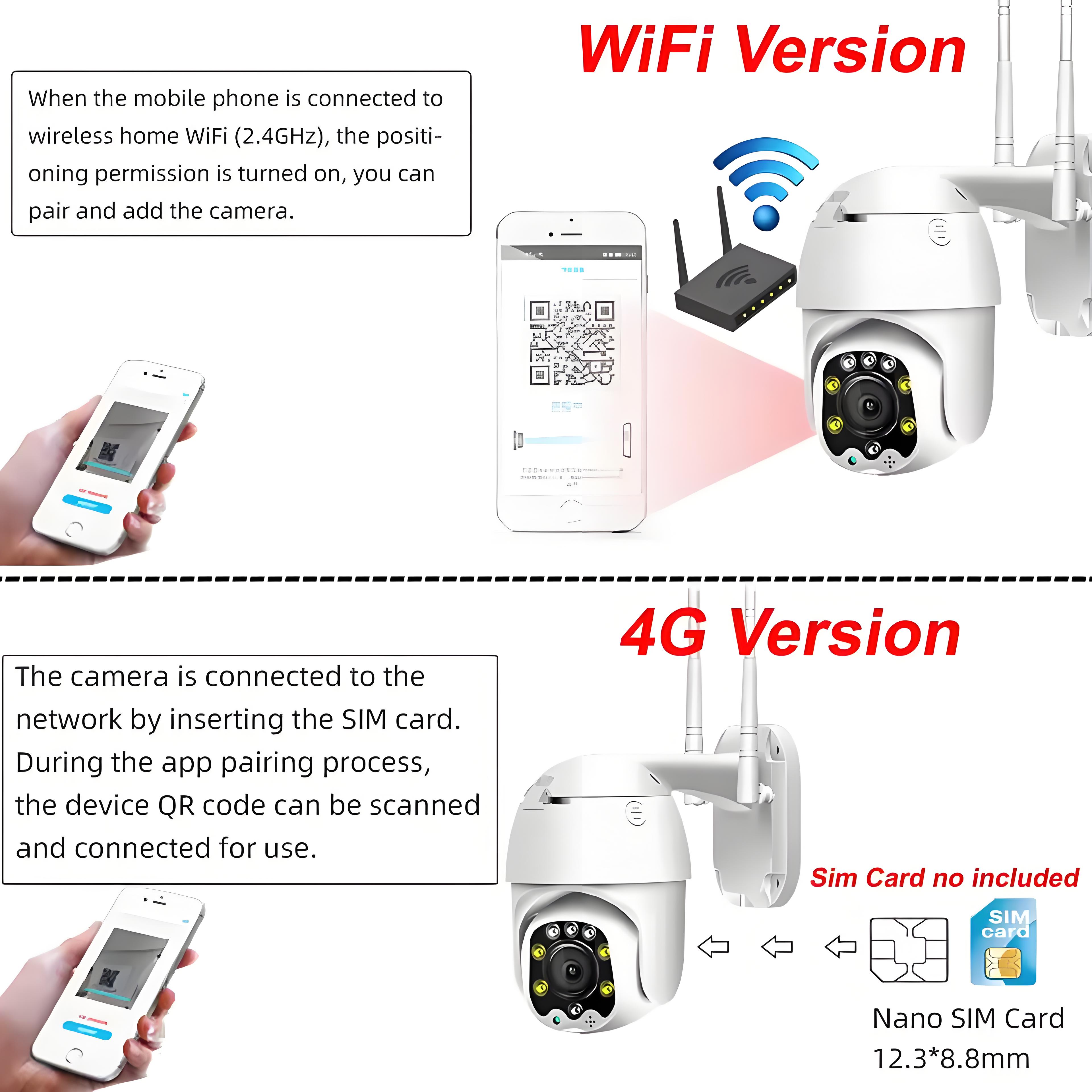 4G WiFi IP Camera Outdoor 5X Zoom Wireless Video Surveillance Cameras AI Tracking Security Protection UHD 5MP CCTV Camera