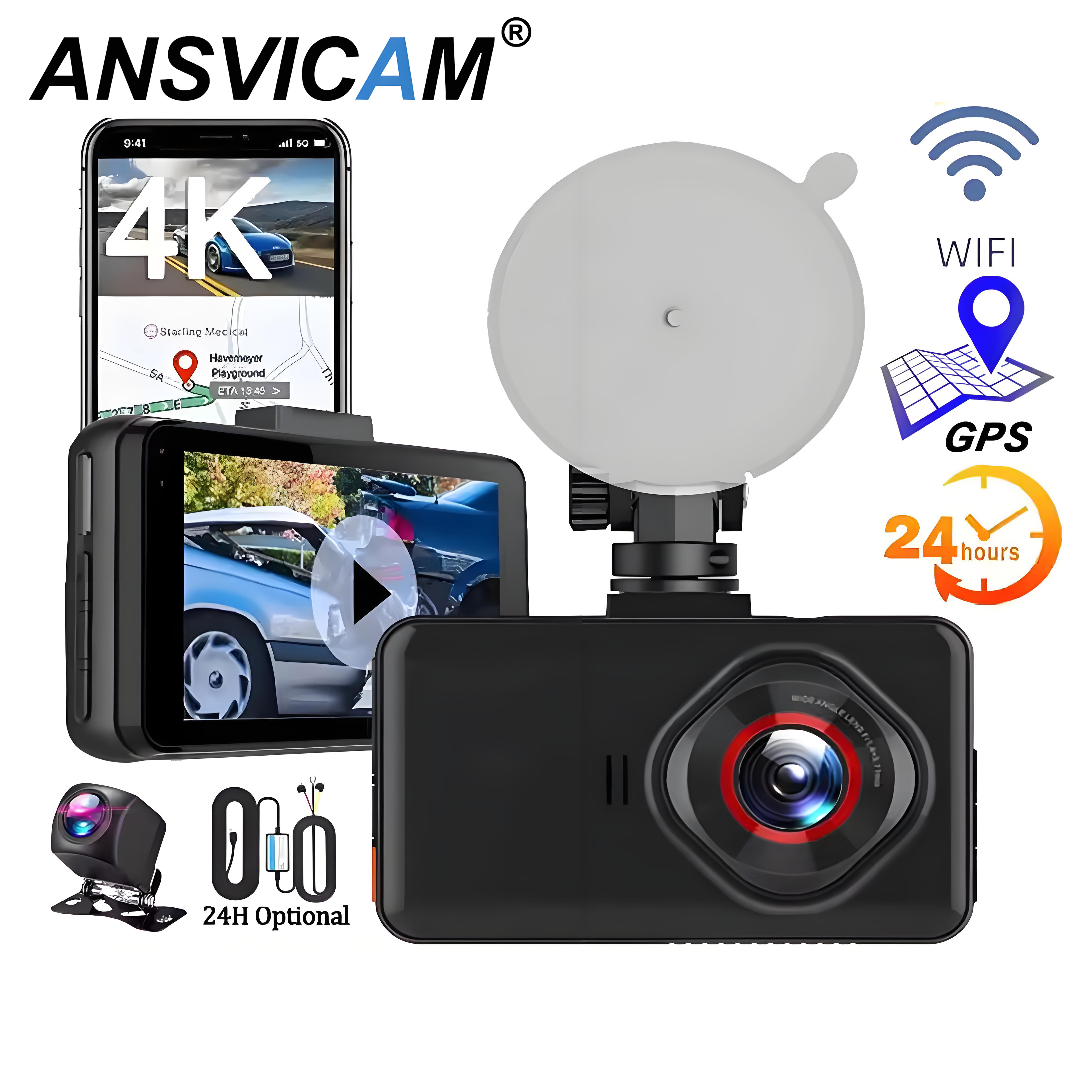 4K WIFI Dual Camera Dash Cam for Cars HD Front and Rear Car DVR GPS Video Recorder 24H Parking Monitor Black Box Car Accessories