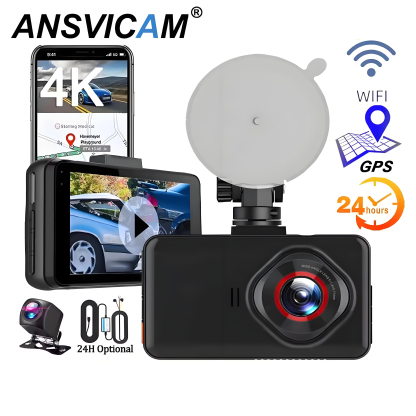 4K WIFI Dual Camera Dash Cam for Cars HD Front and Rear Car DVR GPS Video Recorder 24H Parking Monitor Black Box Car Accessories