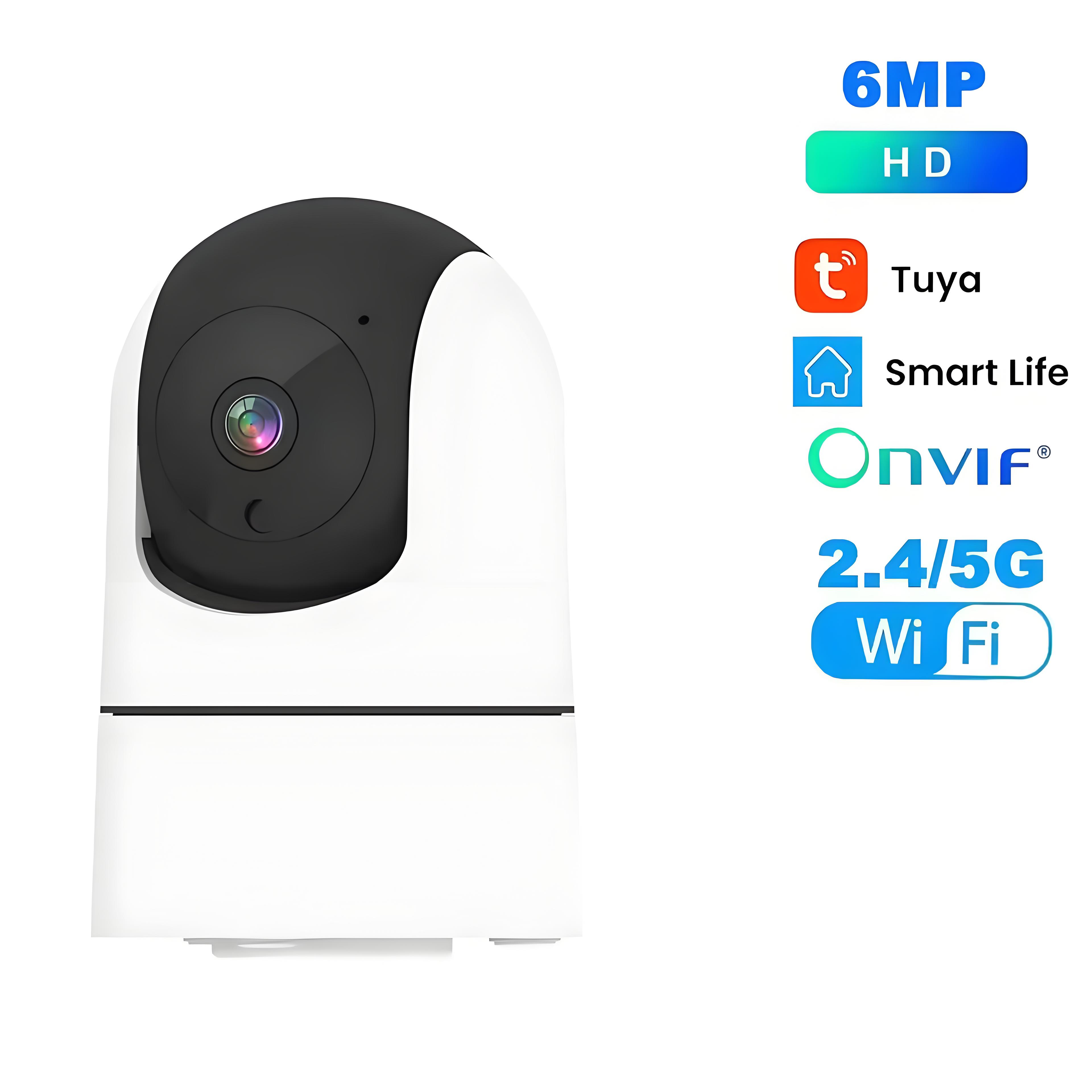 Tuya 5G/2.4G WiFi IP Camera Indoor 3MP/6MP Wireless Security Surveillance Camera Auto Tracking Baby Monitor IR Night Vision 6x Zoom Cam