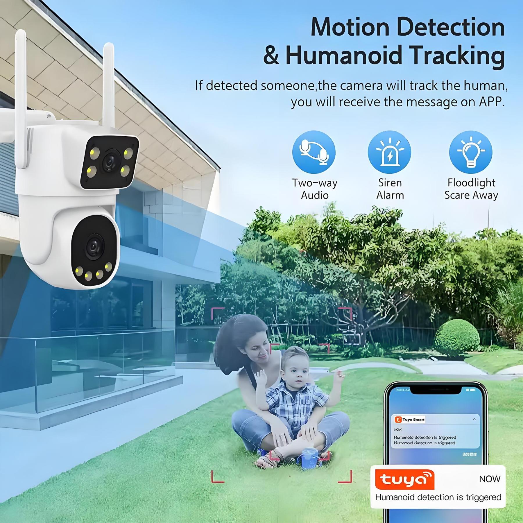 4K Tuya PTZ Dual Lens Camera 5G Wifi Outdoor 8x Zoom Security Camera 8MP Dual Screen Video Full Color Night Vision Surveillance