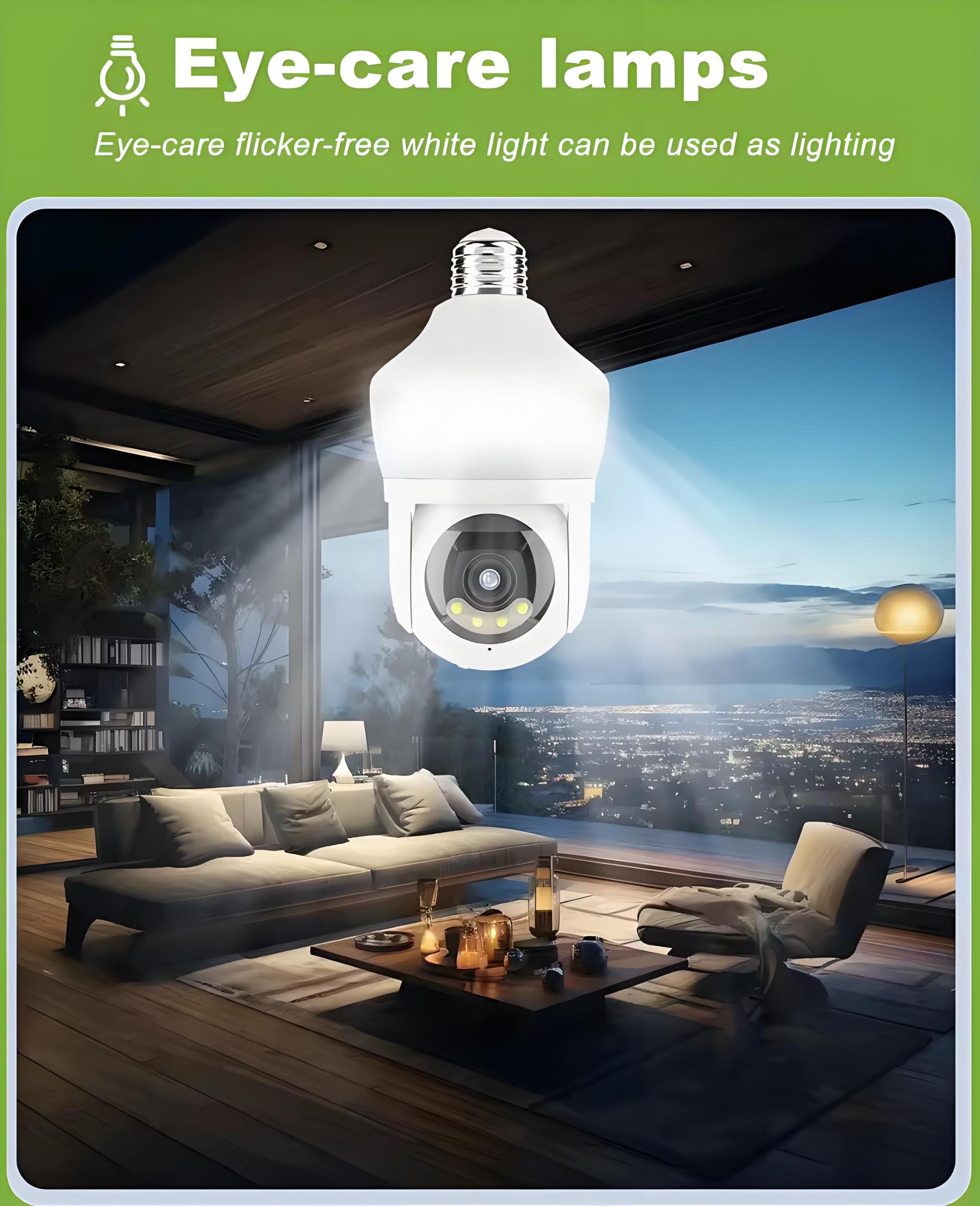 Tuya E27 Light Bulb Dual Screen WiFi Camera 5MP Indoor 5x Zoom PTZ Security Camera IR Color Night Vision Wireless Surveillance