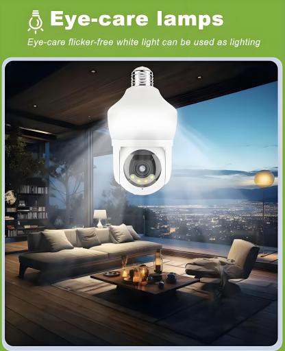 Tuya E27 Light Bulb Dual Screen WiFi Camera 5MP Indoor 5x Zoom PTZ Security Camera IR Color Night Vision Wireless Surveillance