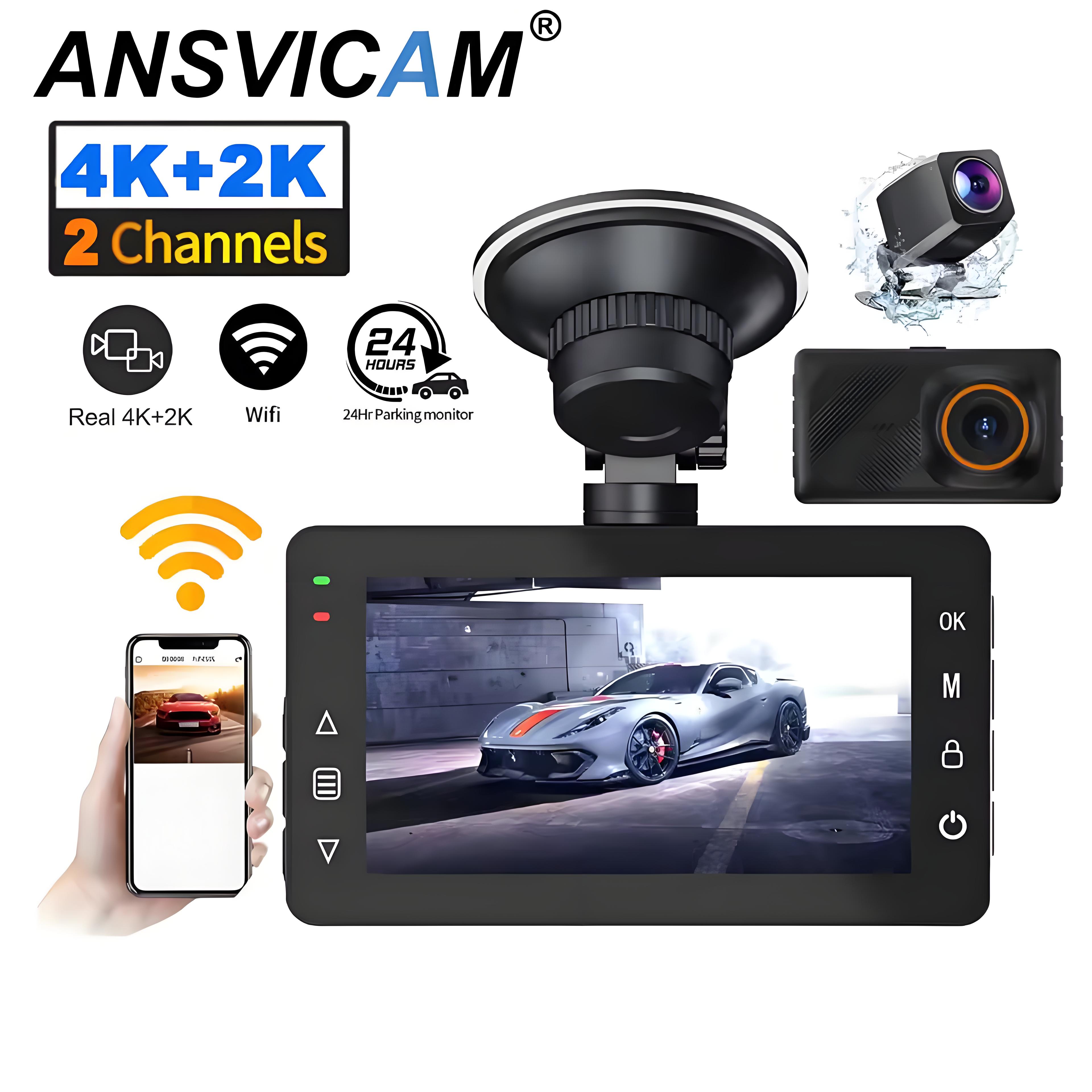 Dash Cam Dual Lens 4K HD Recording Car Camera DVR 2K Rear Camera With WIFI 3"IPS Night Vision Video Recorder 24H Parking Monitor