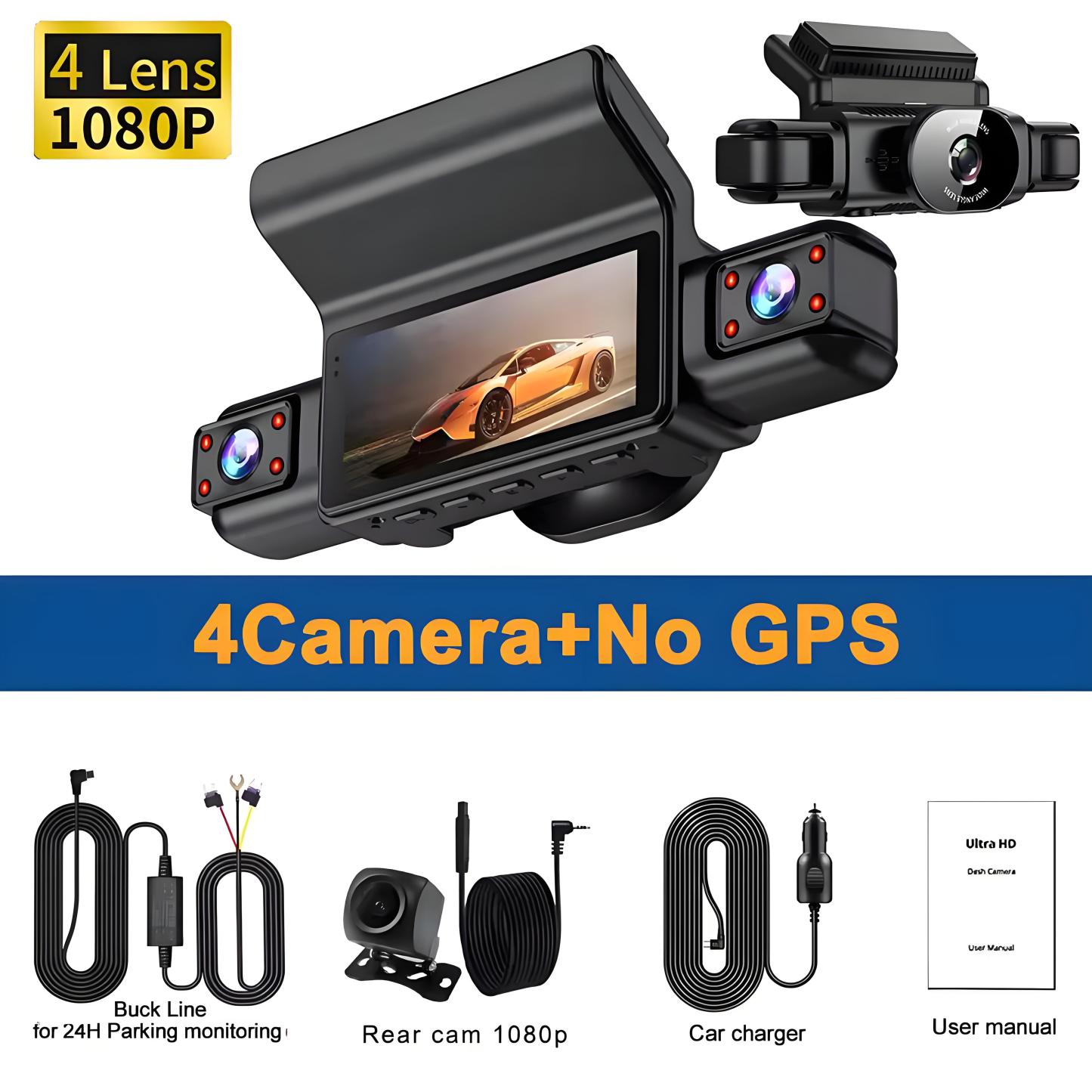 4 Channel WiFi Car DVR 360° All Sides Dash Cam 4*1080P Front & Rear Left Right Dash Camera for Cars 24H Parking Monitor Recorder