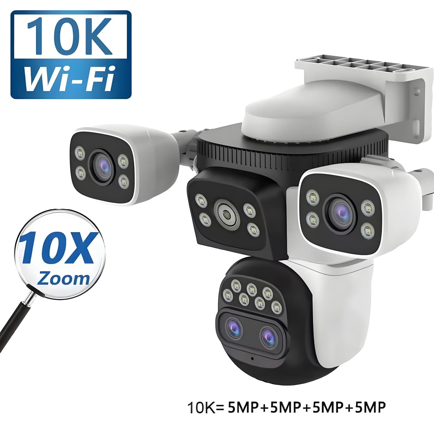 10K 20MP Four Screen Four Lens Outdoor WiFi Camera 10X Zoom PTZ 360° S