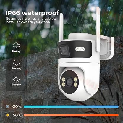 WiFi Outdoor Dual Lens Camera 4K 8MP Dual Screen PTZ Security Camera Motion Detection Auto Track CCTV Wireless Surveillance