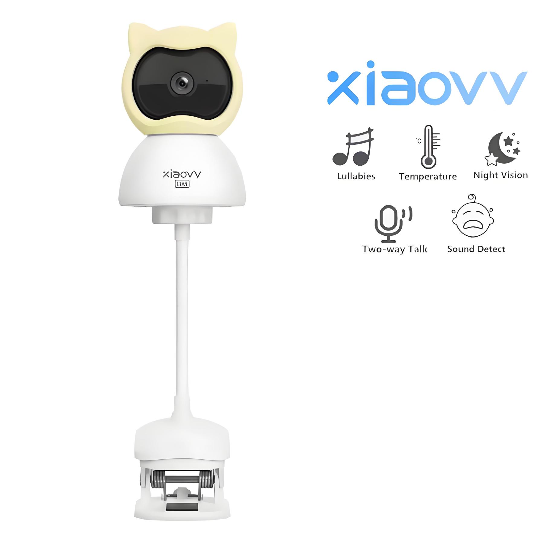 4MP 2K WiFi Indoor Baby Monitor Crying Detection Full-color Night Vision 360 Degree Rotating Baby Camera with Holder Xiaovv APP