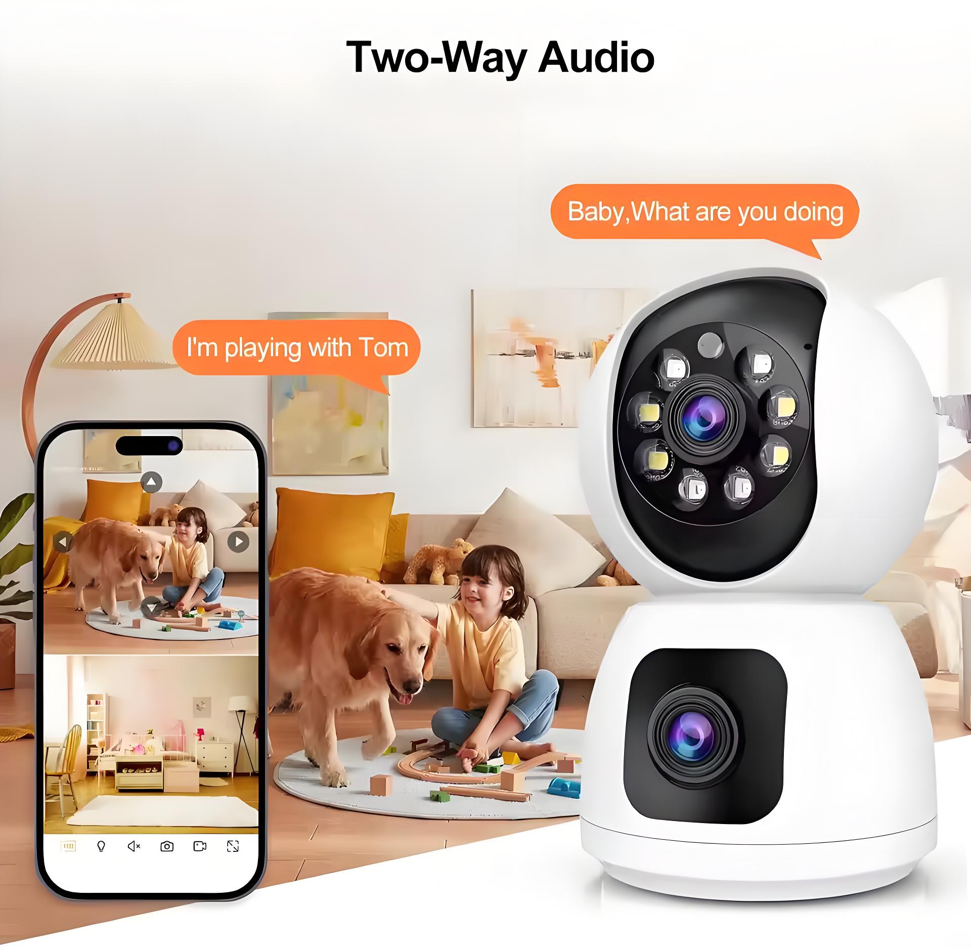 8MP Dual Lens 5G WIFI Camera Tuya Smart PTZ 4K HD Dual Screen Auto Tracking Indoor Wireless Security Video Surveillance Cameras