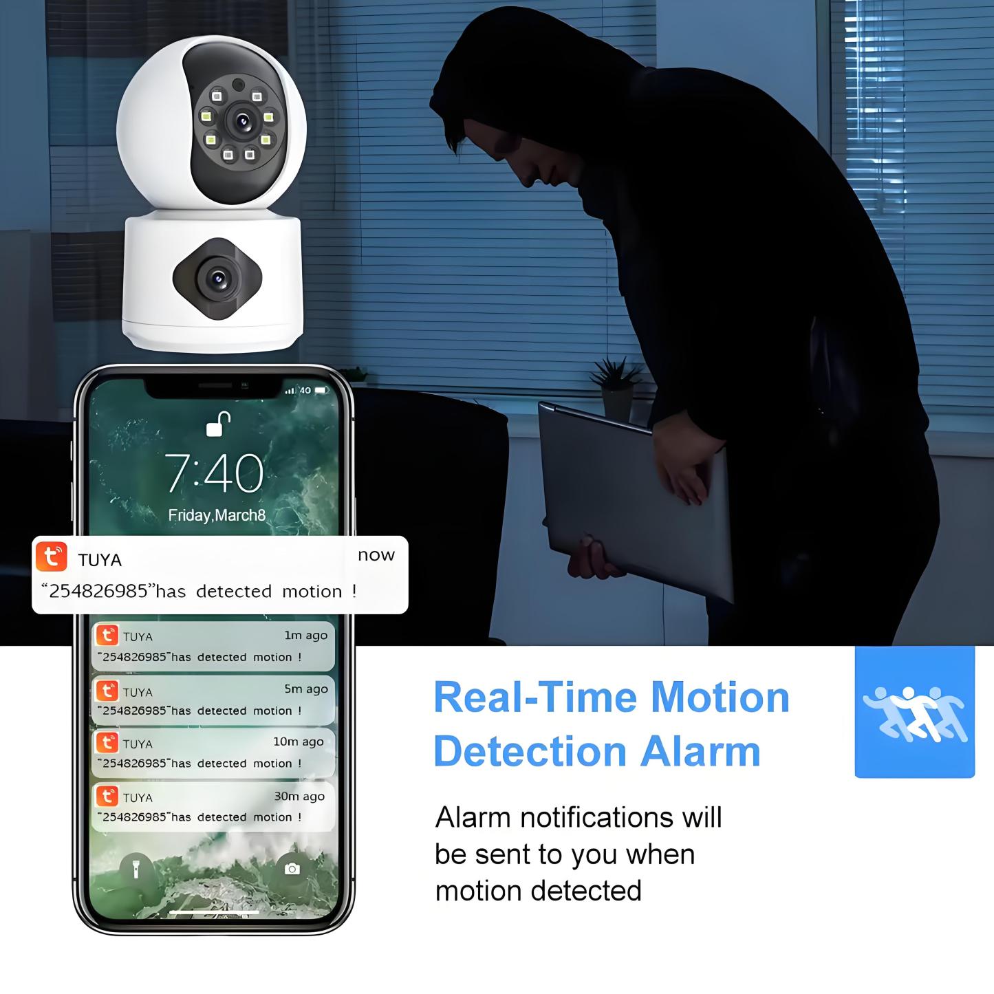8MP 5G WiFi Camera Indoor Dual Lens Baby Monitor Color Night Vision Camera 4k Dual Screen Auto Tracking Video Surveillance
